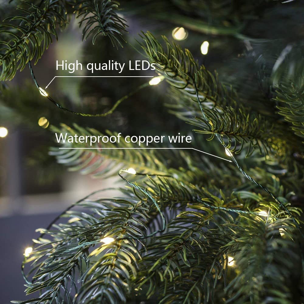 Resnice Green Wire Fairy Lights Plug In 100Ft High Bright 300 Led Waterproof Led String Lights With Remote Warm White For Christmas Tree, Patio, Garden, Backyard
