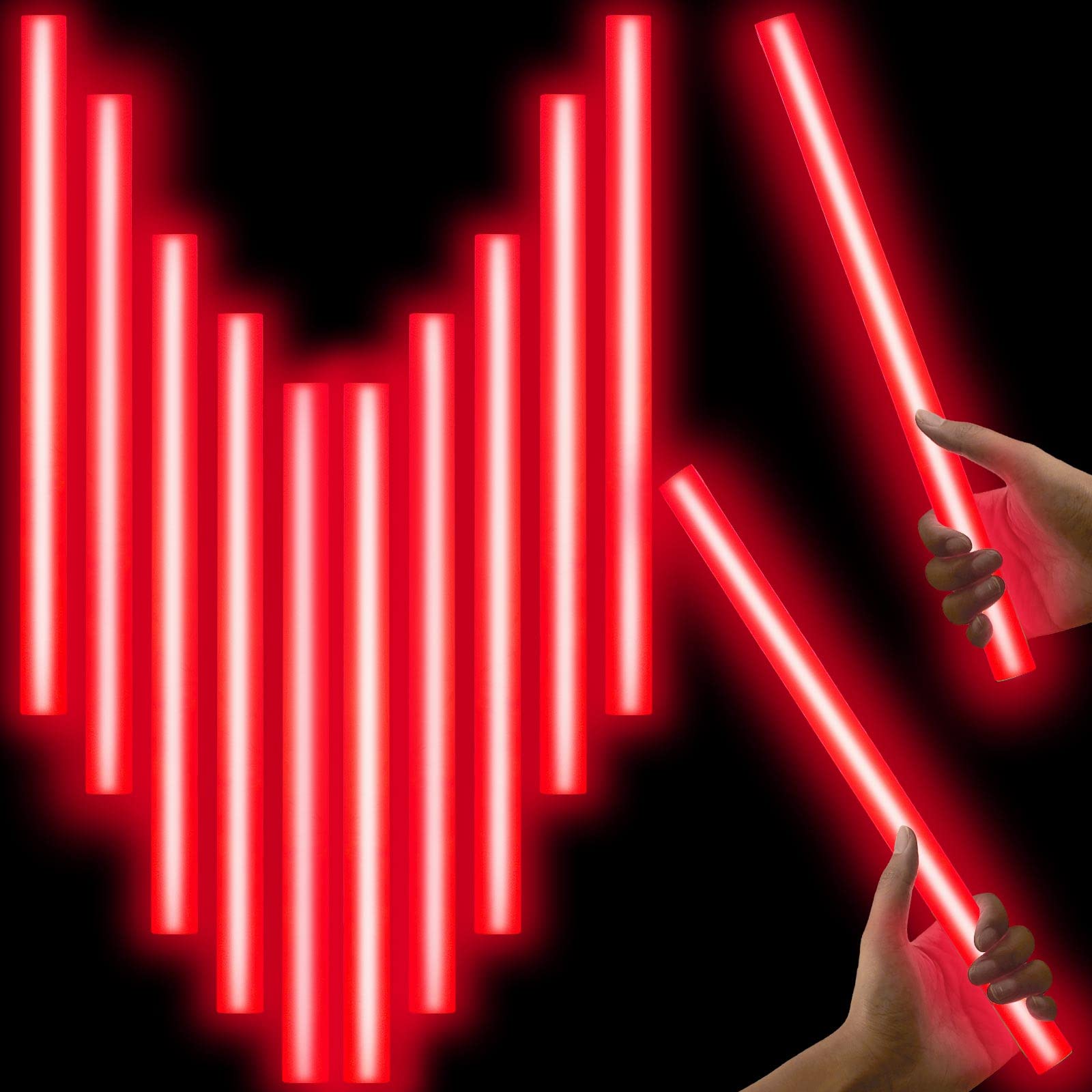 Lewtemi Glow Sticks - 10 Pcs Jumbo 14 Inch Emergency Light Sticks, Red - Perfect for Halloween, Camping, and Survival Kits