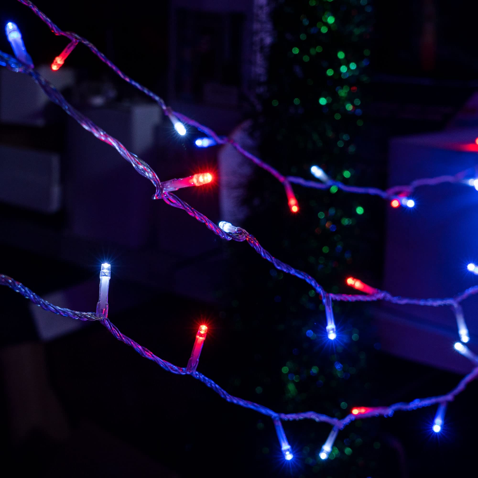 Dazzle Bright 4th of July String Lights, 300 LED 100 FT Connectable Waterproof Patriotic String Lights with 8 Modes, Independenc
