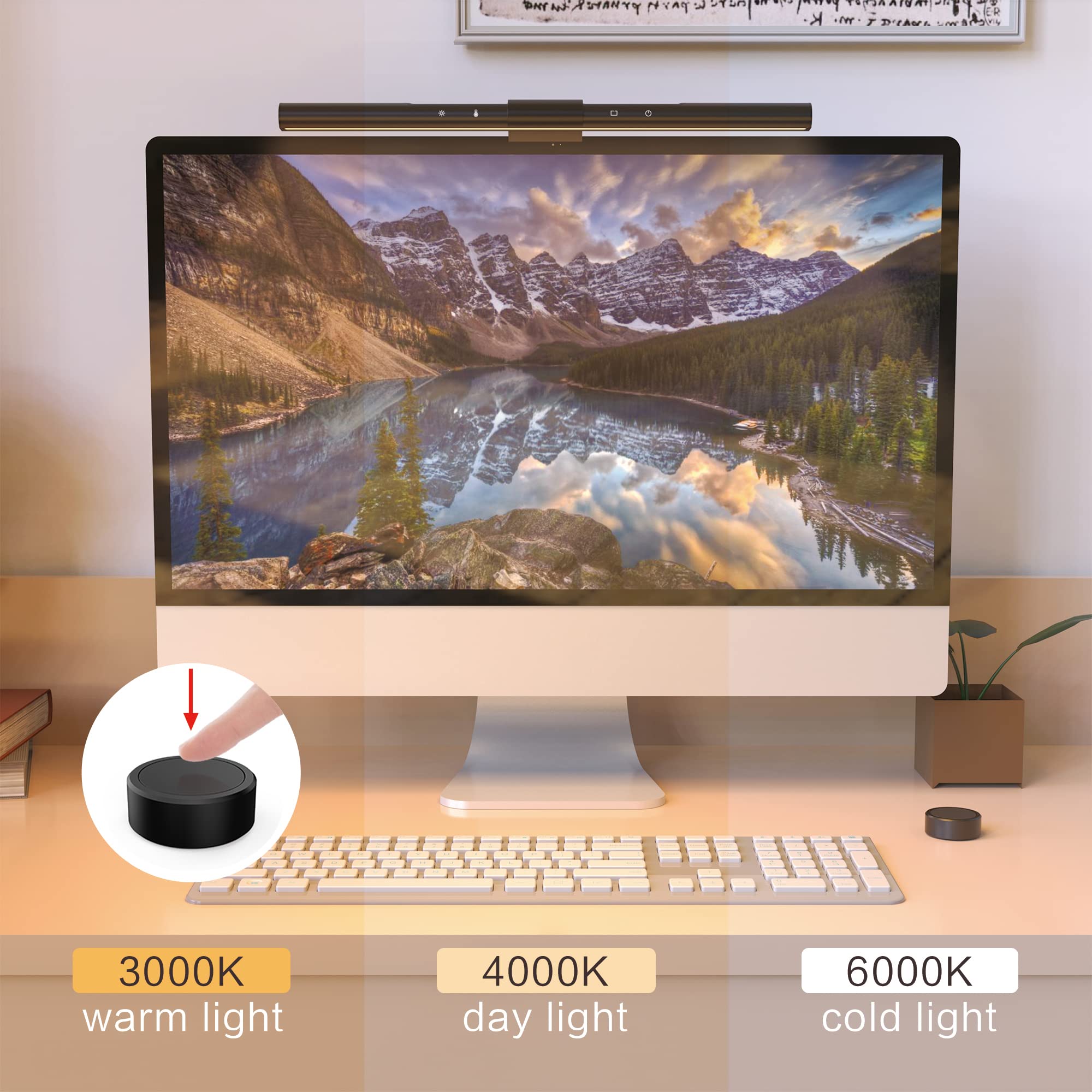 Melifo Monitor Light Bar With Remote Control, Light Bar With Auto-Dimming,No Screen Glare Monitor Desk Lamp For Work And Office