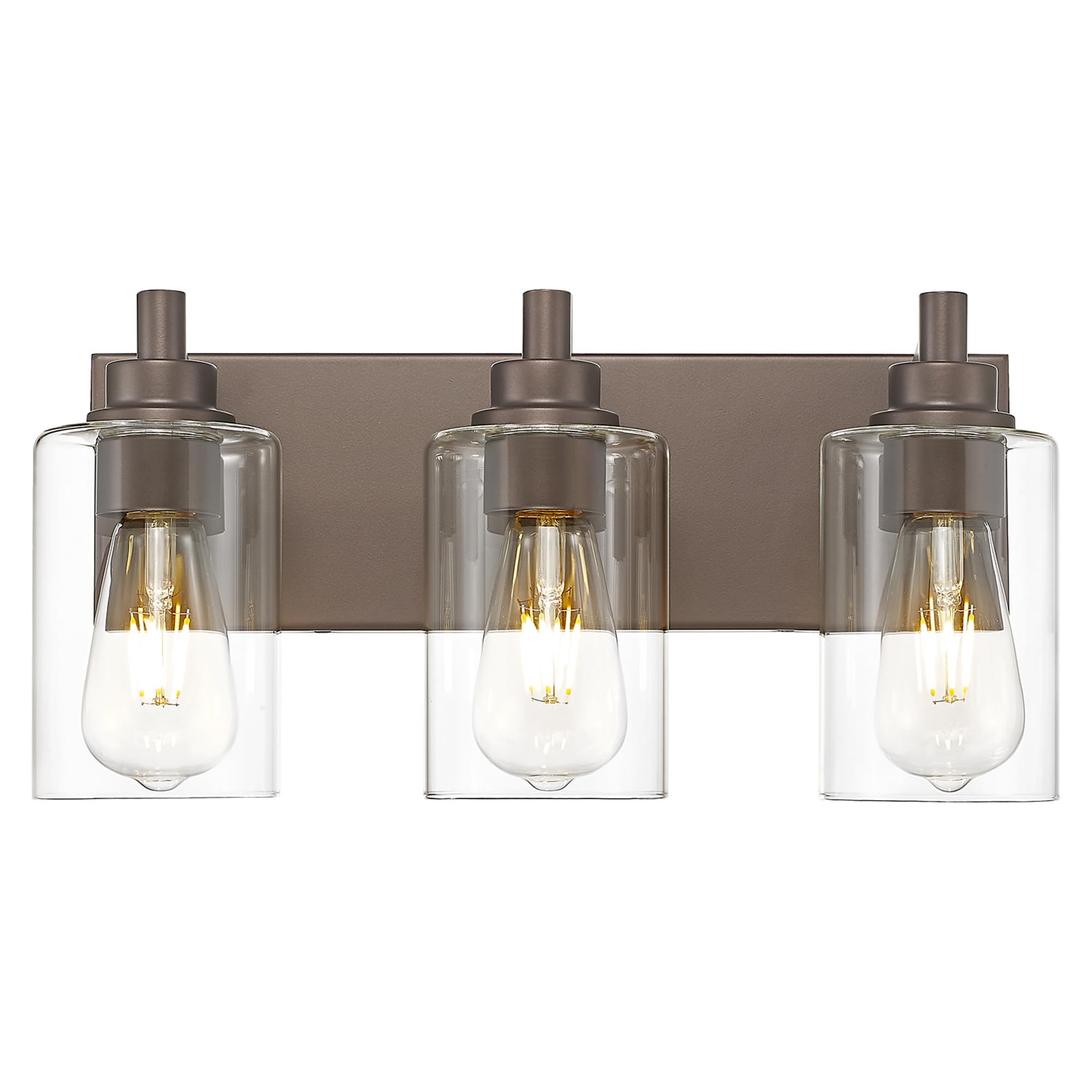 METWET 4-Light Bathroom Vanity Light Fixture, Brushed Gold Metal with Clear Glass Shade, Model VL143-BG-4