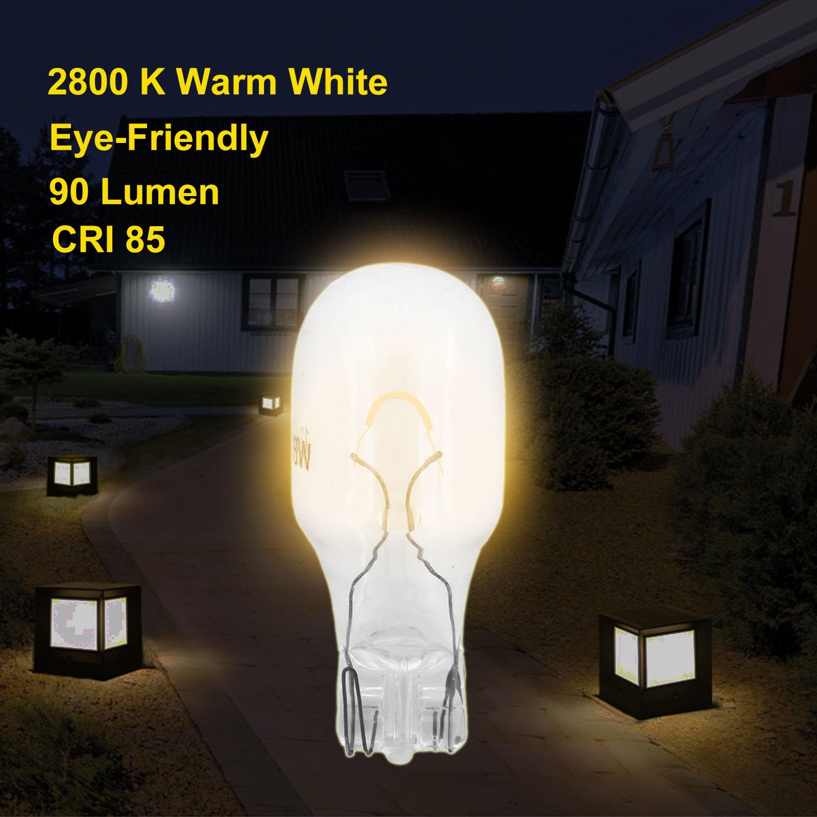 QYKAVM 12 Pack 18W T5 Landscape Light Bulbs, Clear Glass, 12V Low Voltage, Warm White for Outdoor & RV Lighting