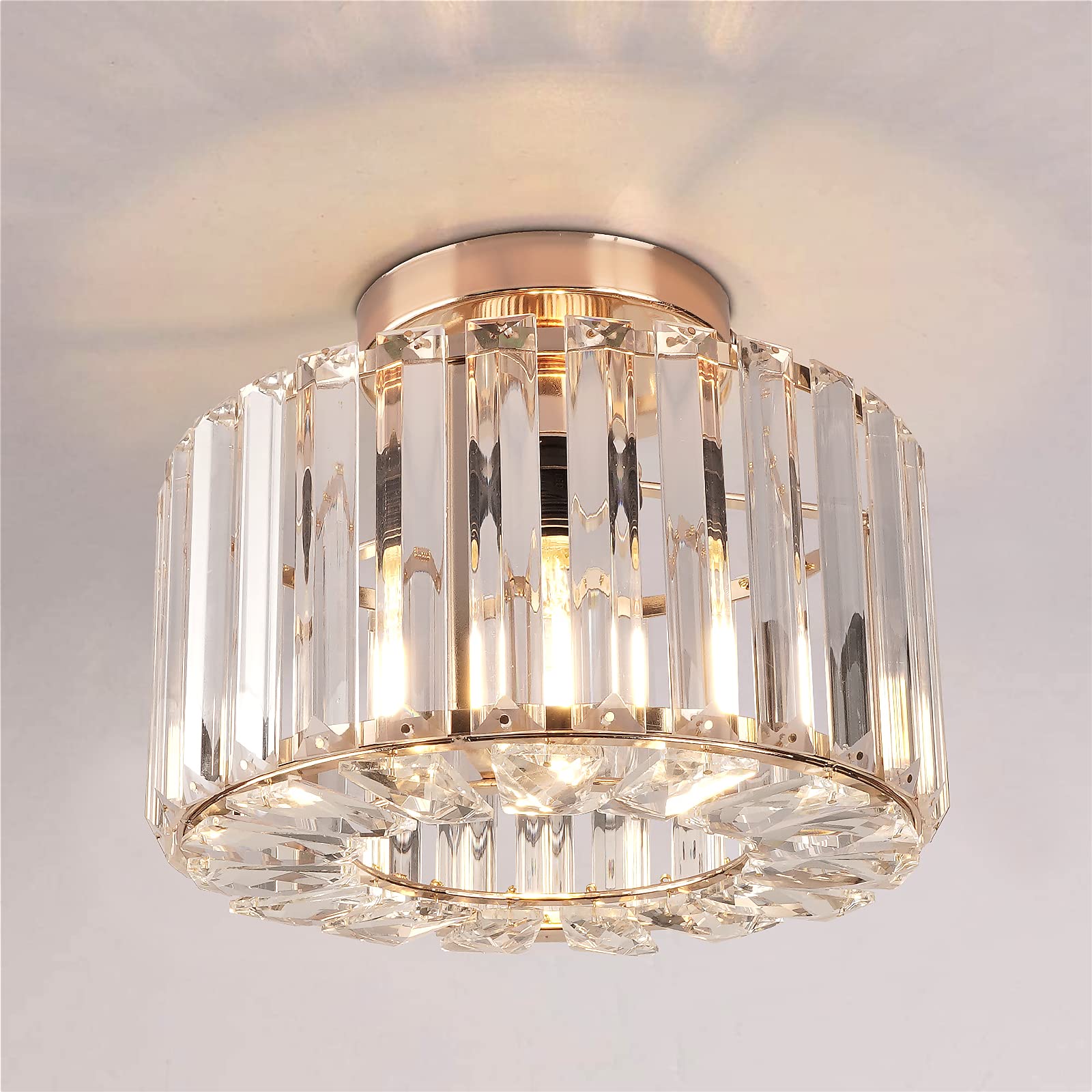 FRIDEKO HOME 4-Light Crystal Ceiling Light Fixture, Gold, 14.5 Inch, Metal, Model L01209-140-US