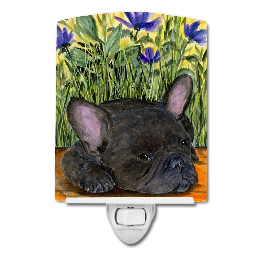 Caroline'S Treasures Ss8674Cnl French Bulldog Ceramic Night Light Compact, Ul-Certified, Ideal For Bedroom, Bathroom, Nursery, Hallway, Kitchen, 6X4X3, Multicolor