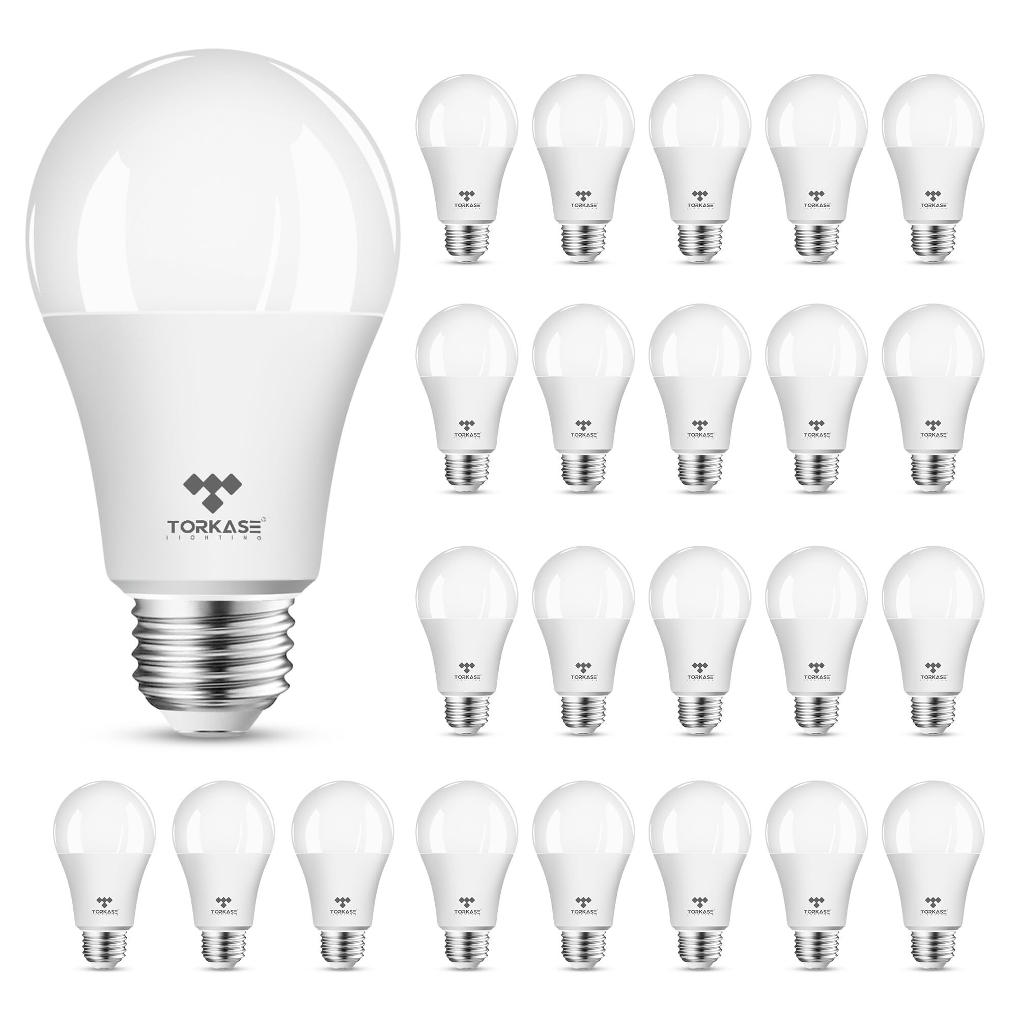 Torkase A19 LED Light Bulbs 100W Equivalent 1500 LM 5000K Daylight 24-Pack E26 Non-Dimmable