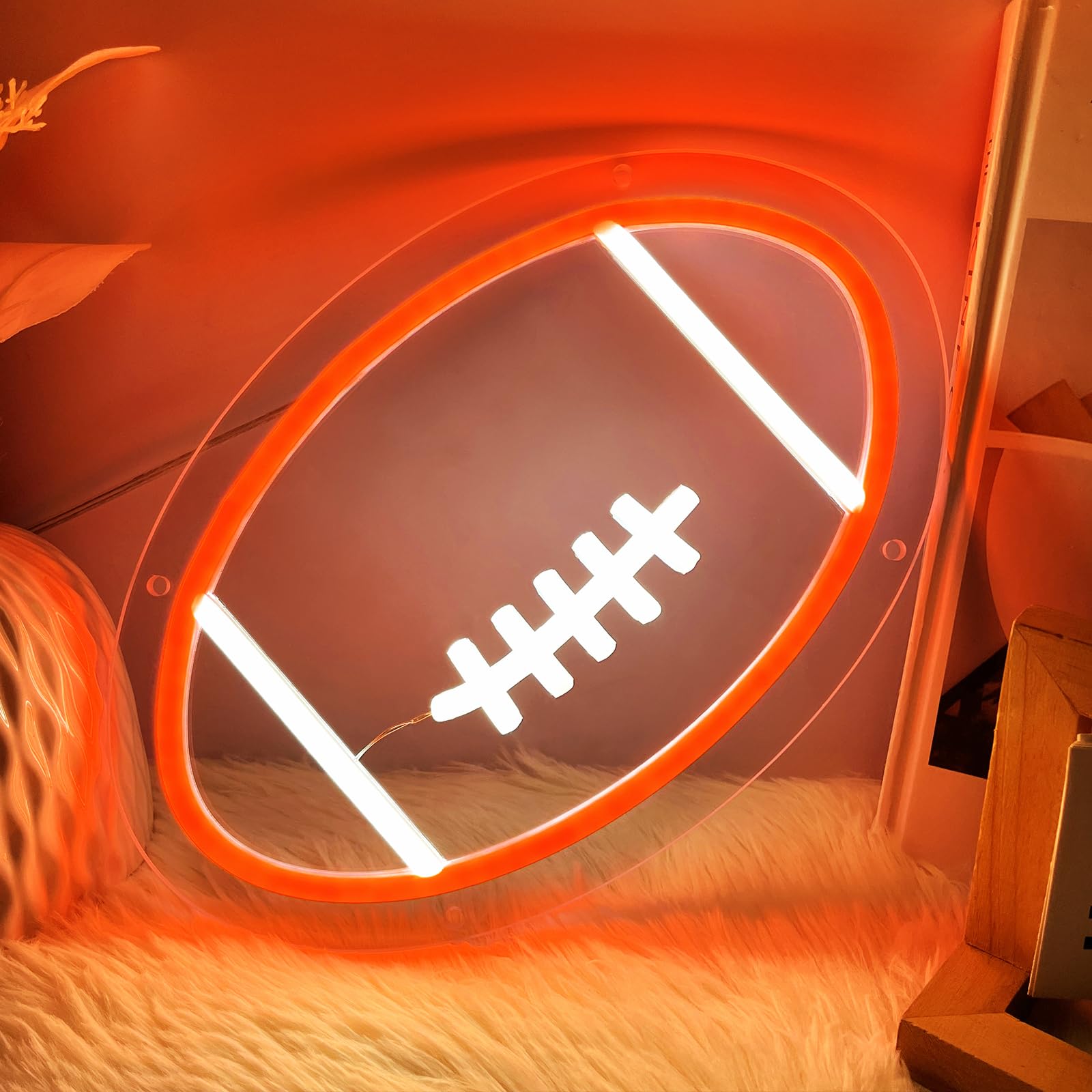 Mupanvid Football Neon Sign  9.84?9.84 Inch Football Led Neon Light  Powered By Usb With Dimmable Switch  Sport Led Sign For Wall Decor  Bedroom Birthday Signs Kids Gift
