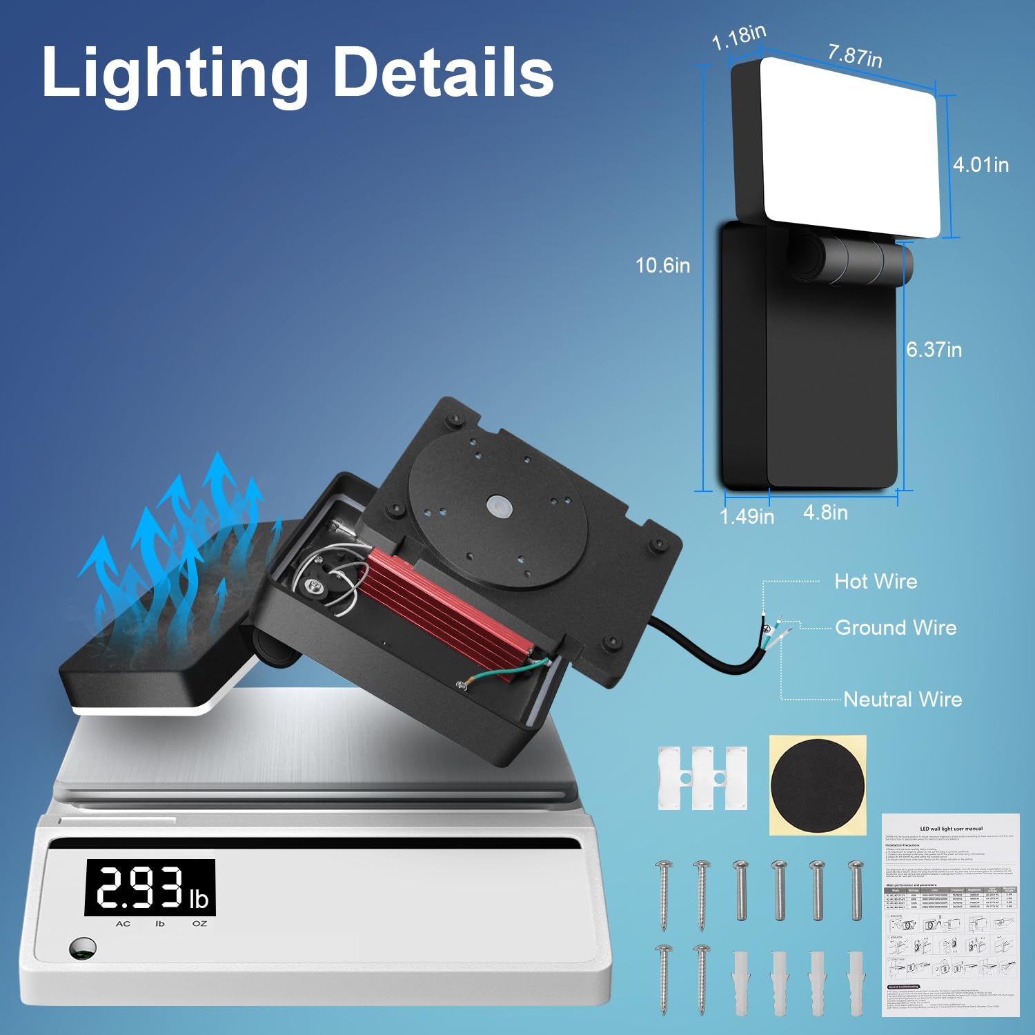 Ledmo 60W Led Outdoor Wall Light 350 Horizontal/180 Vertical Modern Commercial Security Lights Diy-Friendly Adjustable Exterior