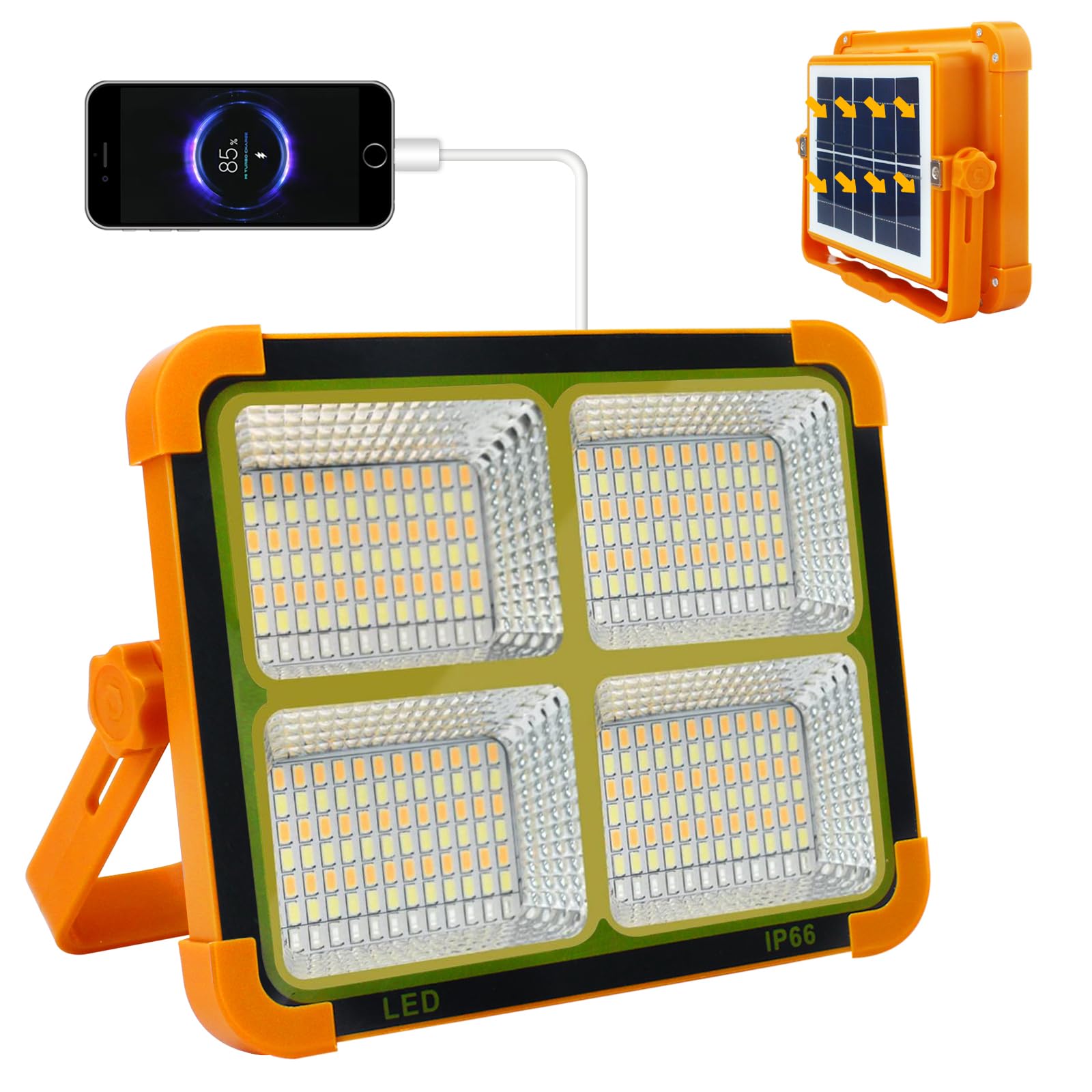CREATESTAR Solar Portable Camping Light with Stand, 100W 12000mAh Battery Rechargeable Light with 4 Modes, LED Cordless Flood Li