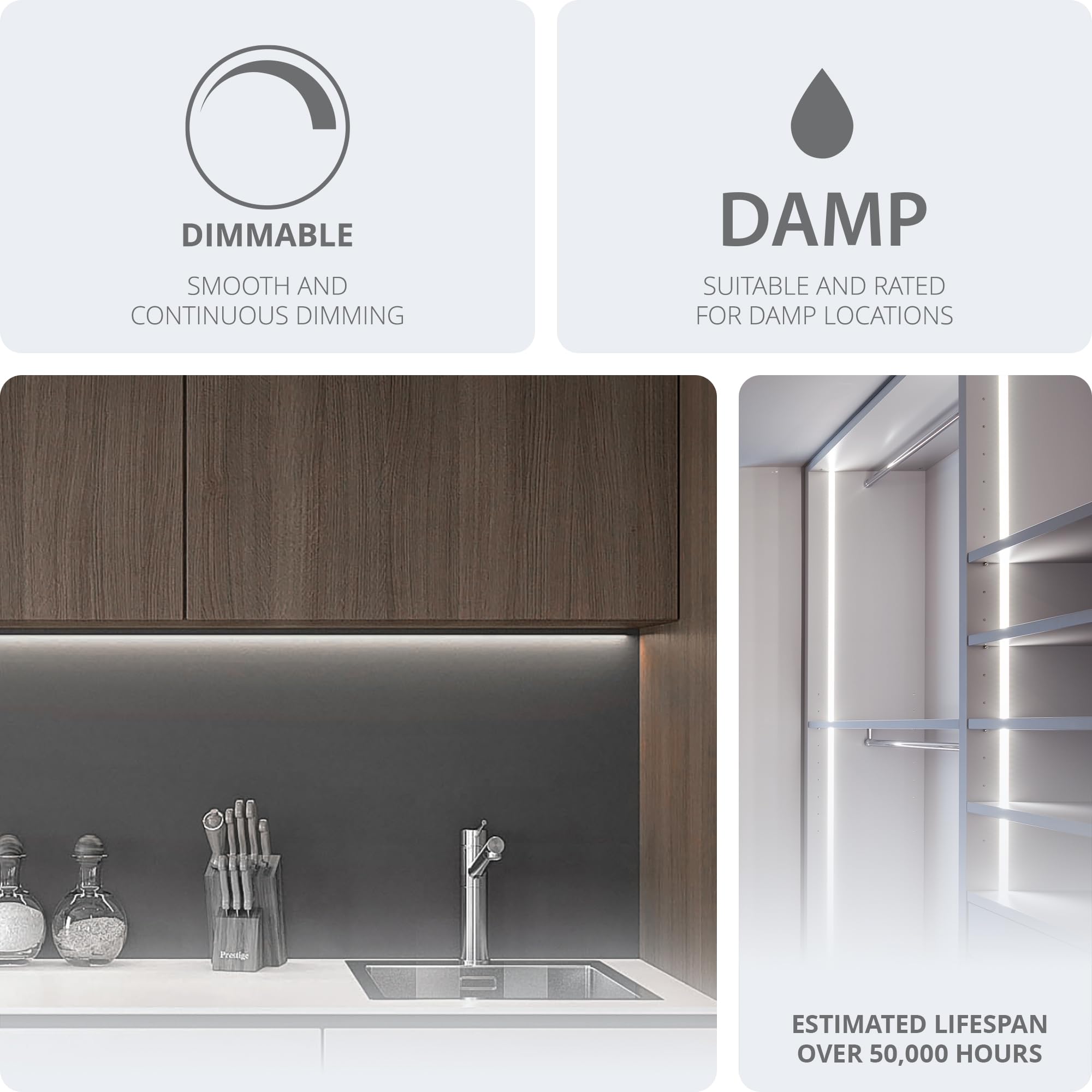 Wac Lighting T24-Bs1-100-27Wt, Basics 24Vdc Led Tape Light 2700K 1.2W Per Foot 100Ft Reel Field Cuttable Every 2In Fully Dimmabl