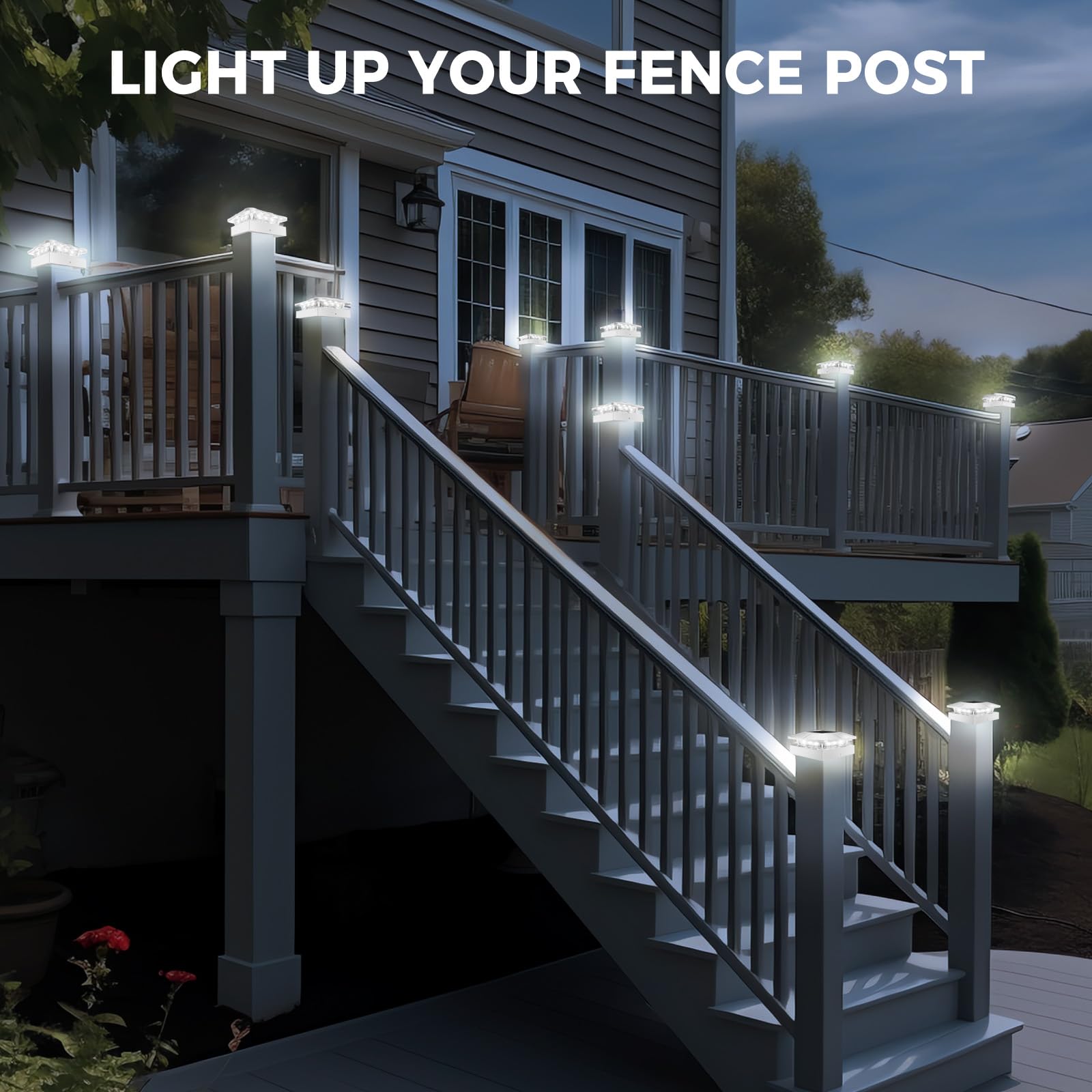 Peasur Solar Post Cap Lights - 4x4 Waterproof LED Outdoor Lights, 3 Lighting Modes, White, Model P4x4SOLAR