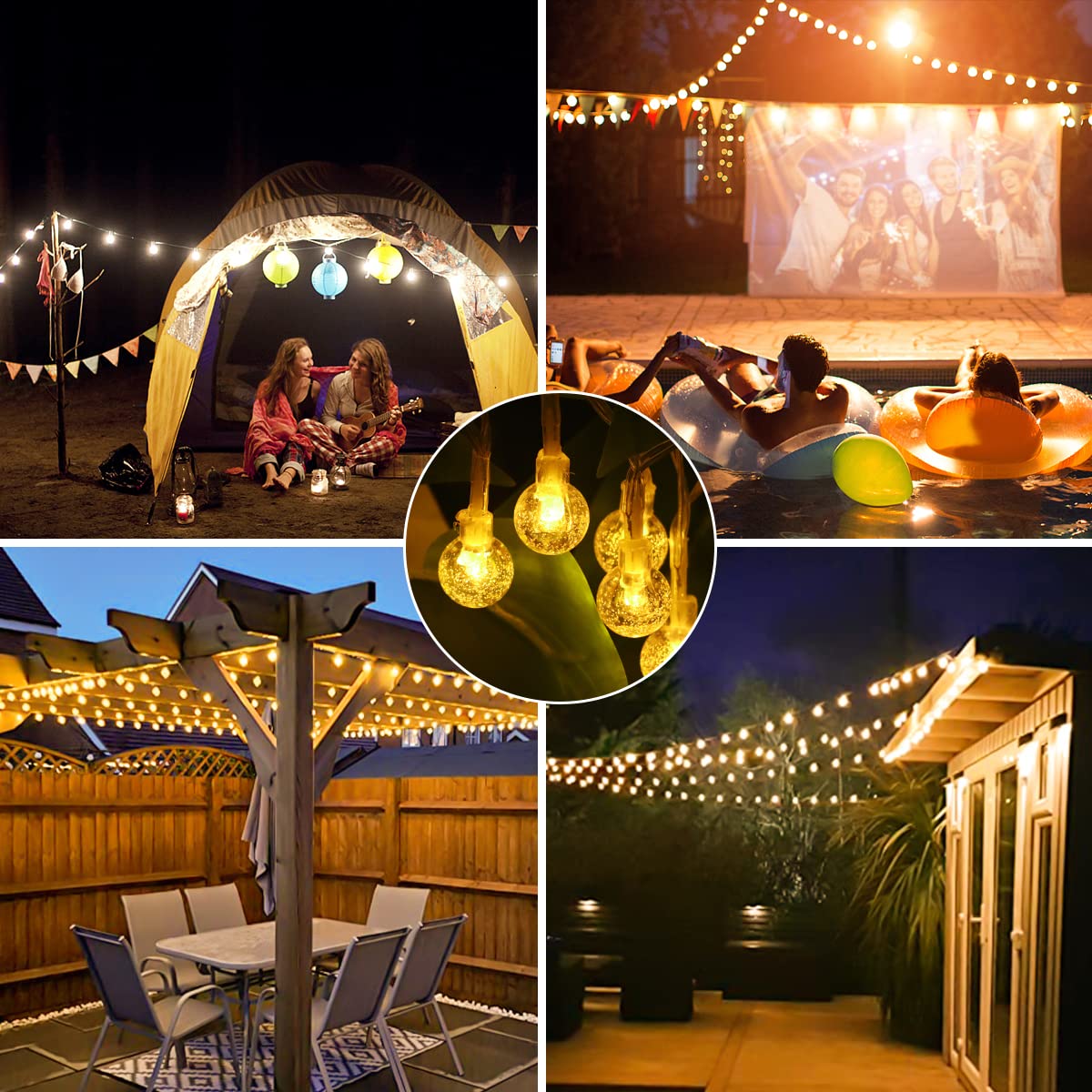 Ryblgled 33Ft Warm White 100Led Outdoor Battery Operated String Lights With Remote - Waterproof
