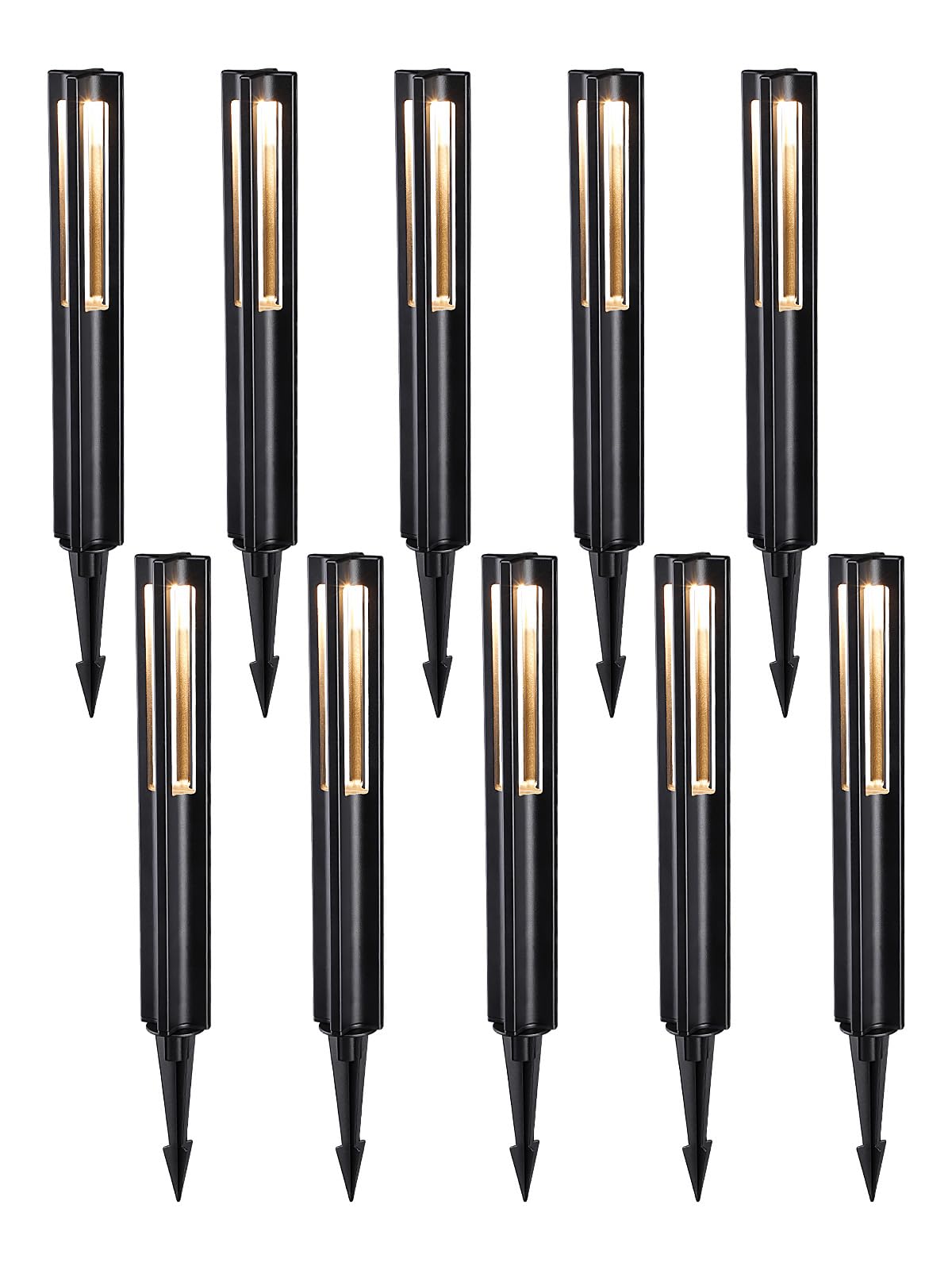 LEONLITE LED Bollard Path Lights, 3W Low Voltage Outdoor Lighting, Aluminum, IP65 Waterproof, Warm White 3000K, Model 51989, Pack of 10