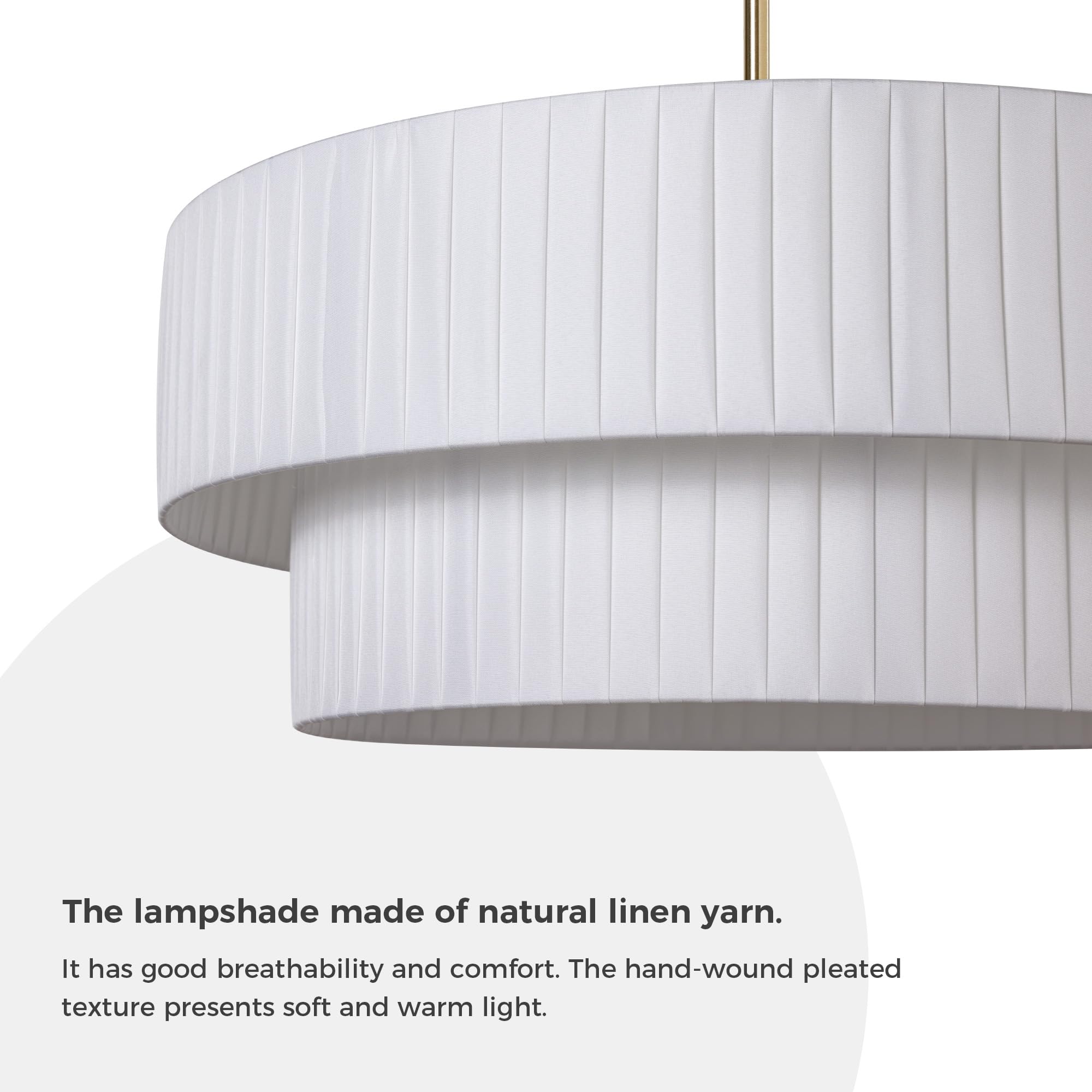 Lamqee 20    Modern Drum Chandelier, 2-Tier Semi-Flush Mount Pendant Light Fixtures, 3-Light Hang Ceiling Lamp Hallway Lights Fi