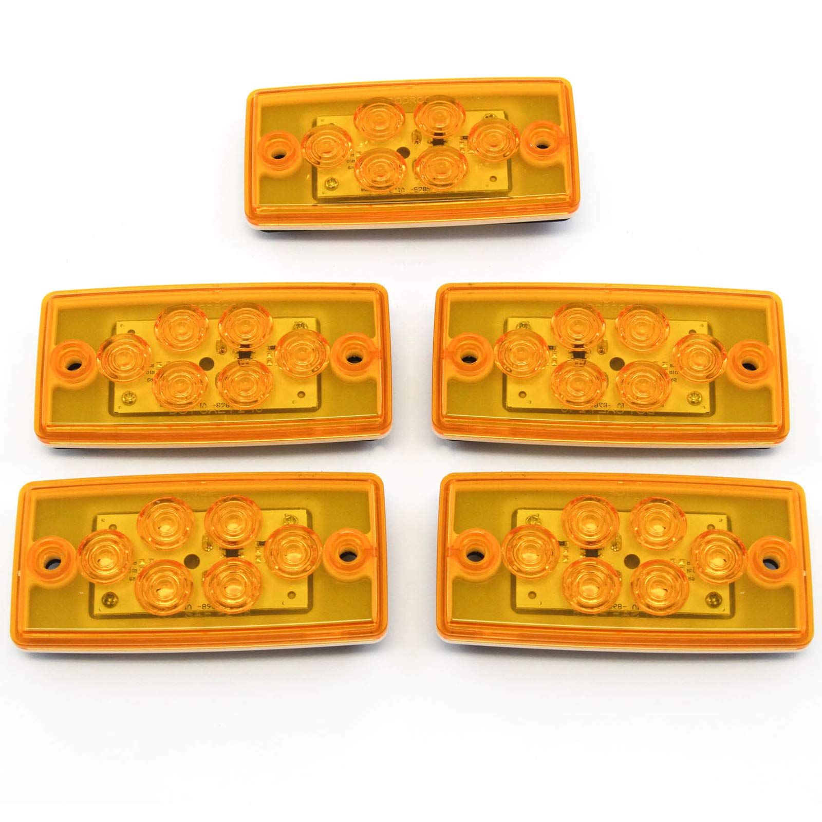 Waterpoof 5 Sealed Marker Led Amber Lights Compatible With Volvo Freightliner Roof Cab Truck Mount Semi Trailer Camper Bus Gasket Red Hound