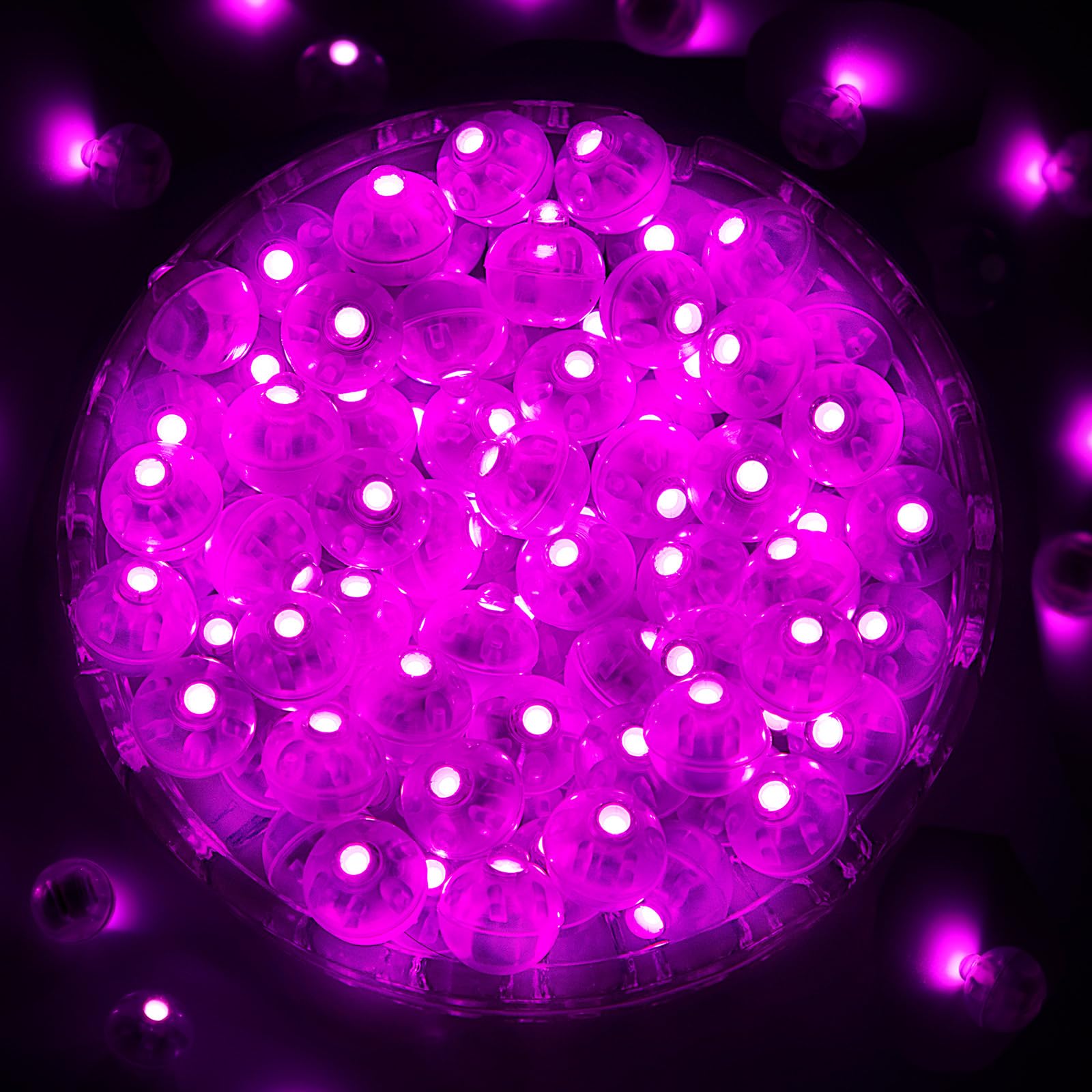ZGWJ Mini LED Lights for Balloons, 100 Pcs, Plastic, Pink, Model A01-Mini, Party Decorations, Neon Lights