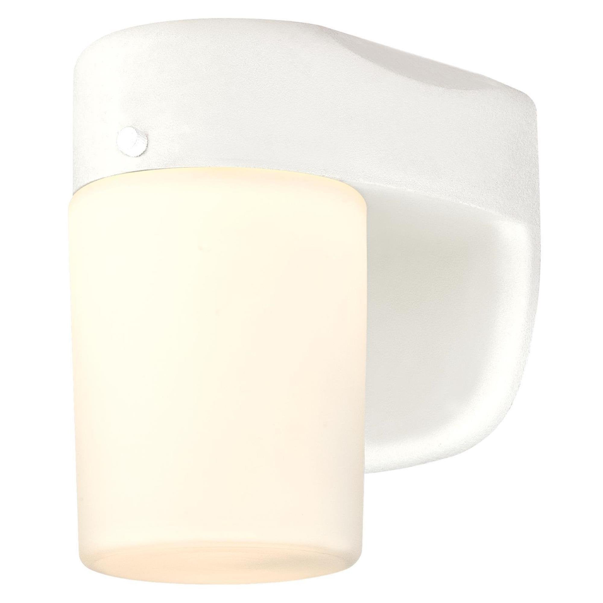 6106800 One-Light Dimmable LED Outdoor Wall Fixture with Dusk to Dawn Sensor, White Finish with Frosted Opal Glass