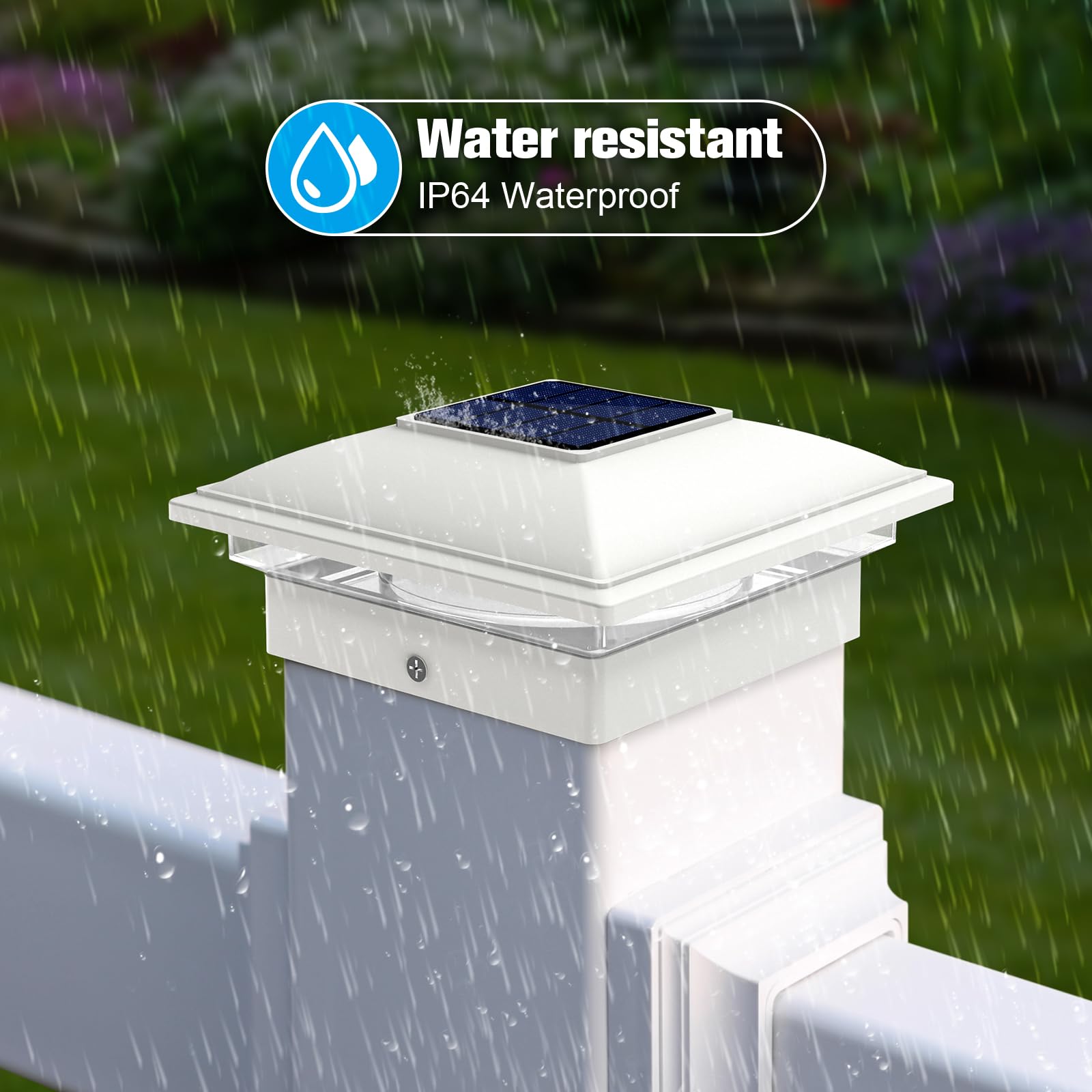 Volisun Solar Post Cap Light Outdoor Waterproof 4Pack,Solar Fence - Post Lights For 4X4 5X5 6X6 Wooden/Vinyl Post,White Deck Pos
