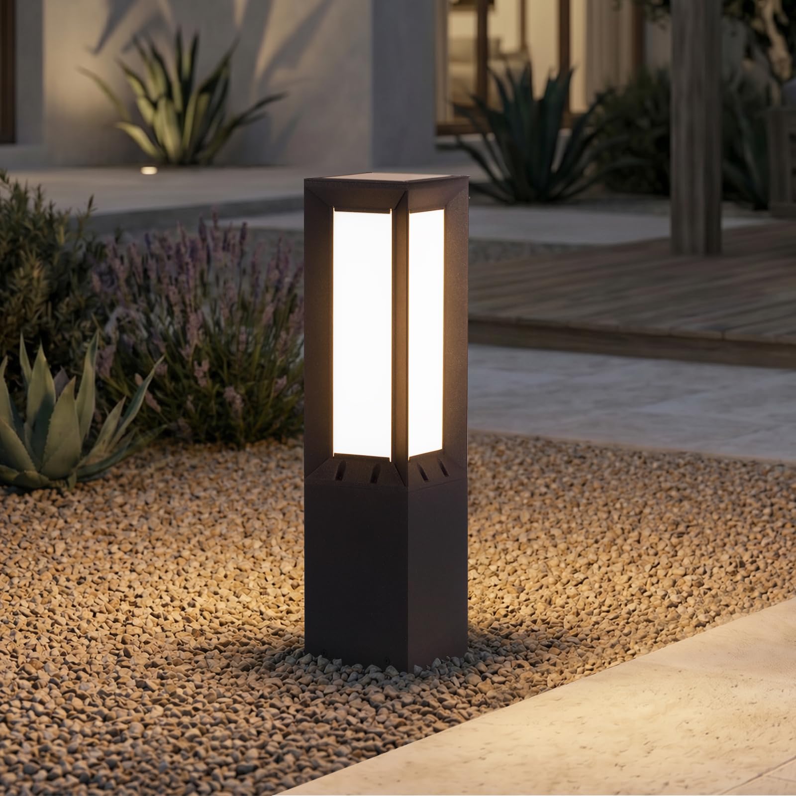 Linkmoon Solar Pathway Lights Outdoor, 23.6 Landscape Path Lights, IP65 Waterproof Bollard Light, Dusk to Dawn Solar Lamp Path L