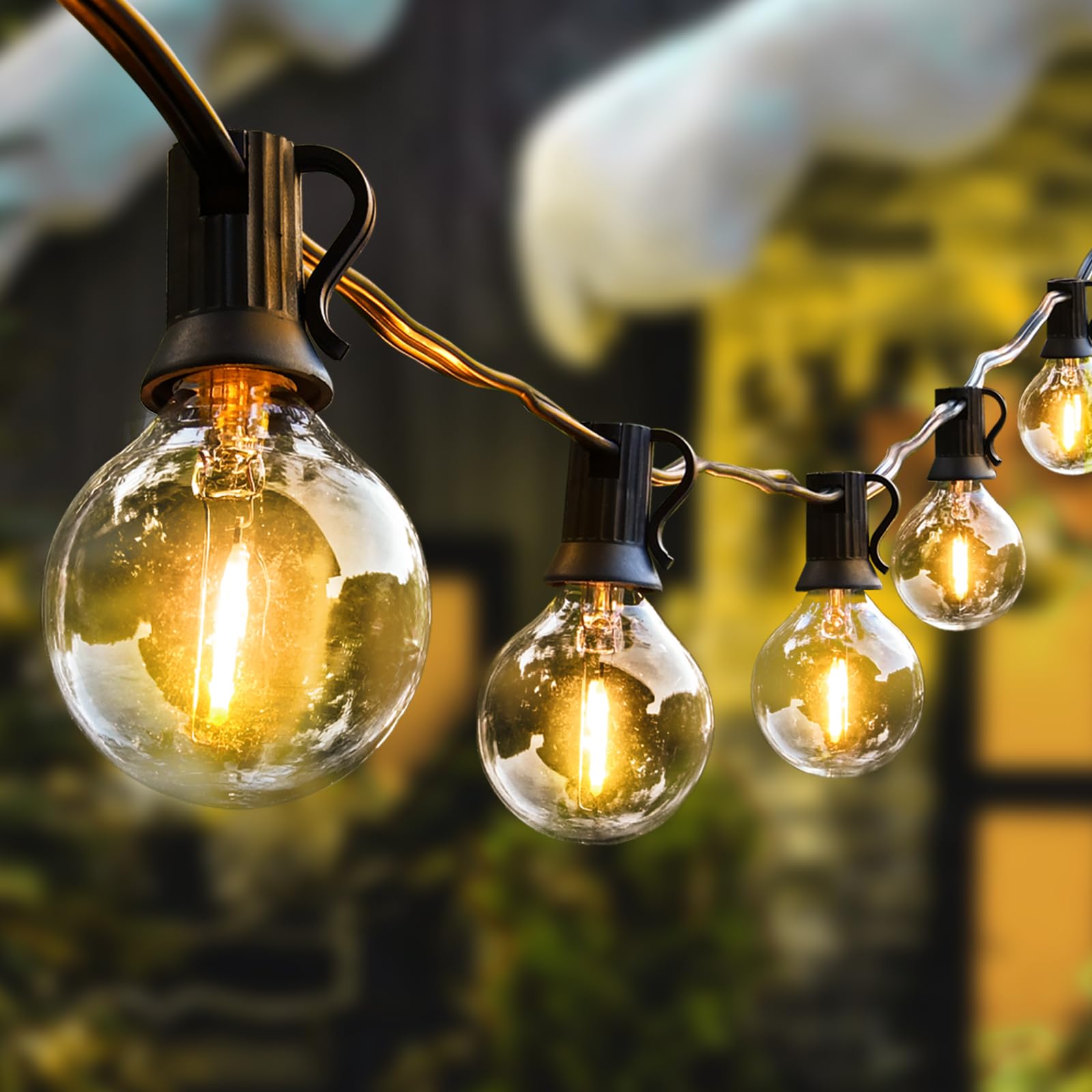 Vocevos Outdoor String Lights 200FT LED Waterproof G40 Bulbs Shatterproof Plastic Yellow