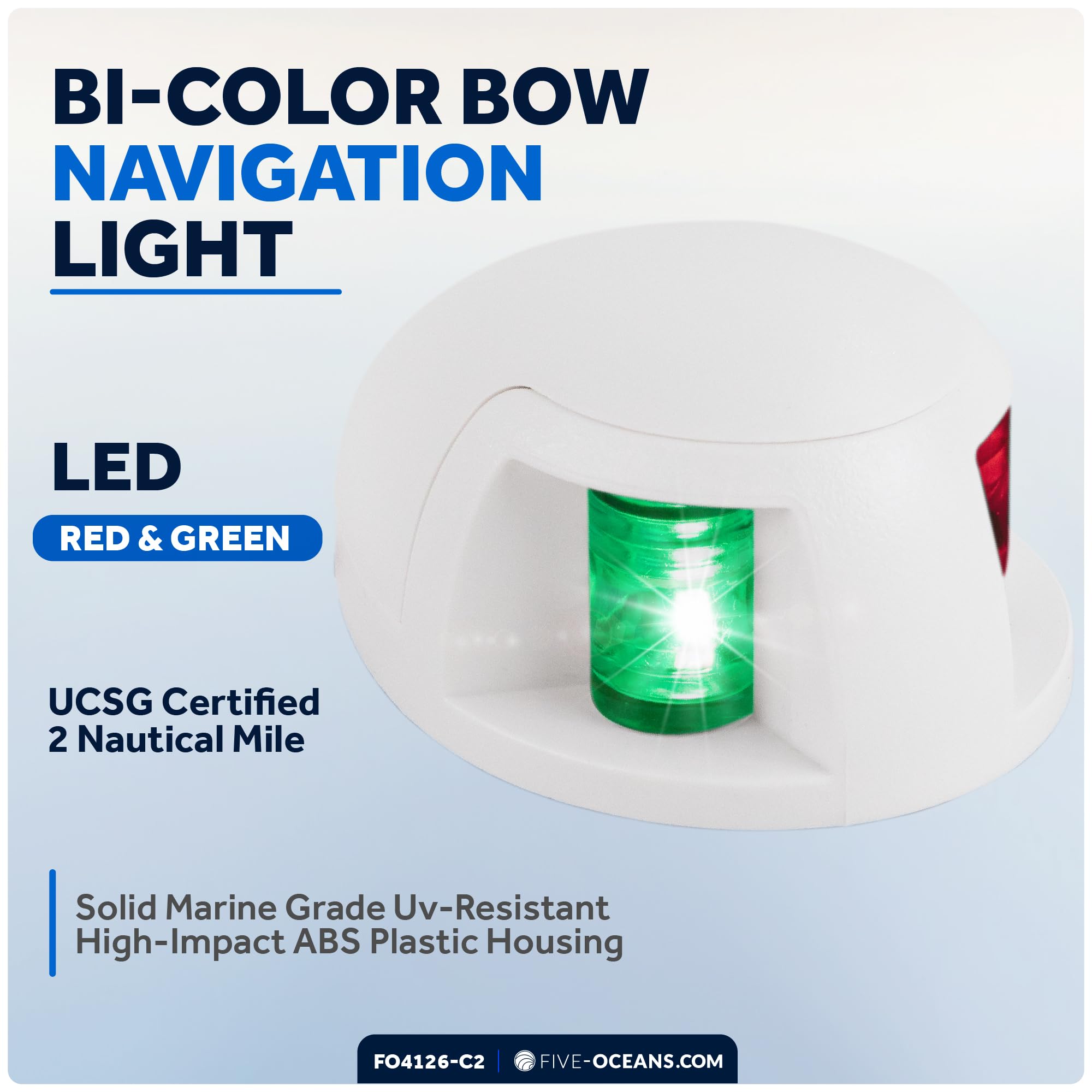 Five Oceans LED Boat Navigation Light Kit, Bi-Color & Anchor Lights, 12V, USCG 2NM, Small, Black, Model 4850