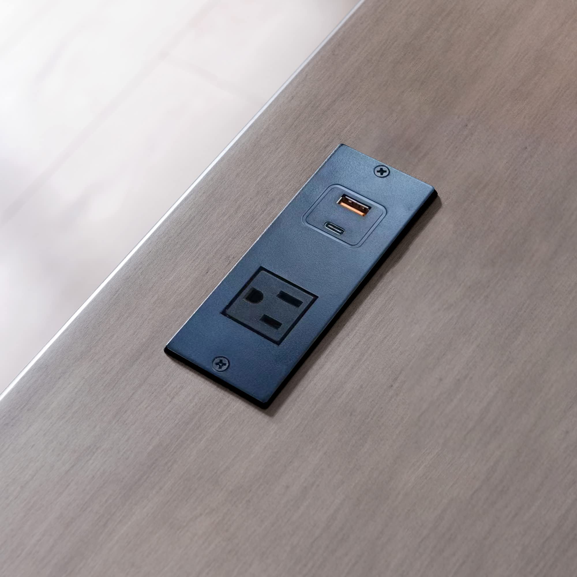 Laurent Solid Wood Nightstand With Drawer And Fast-Charging Usb-C Station, Smoke Gray Side Table, Perfect For Bedrooms, Living R