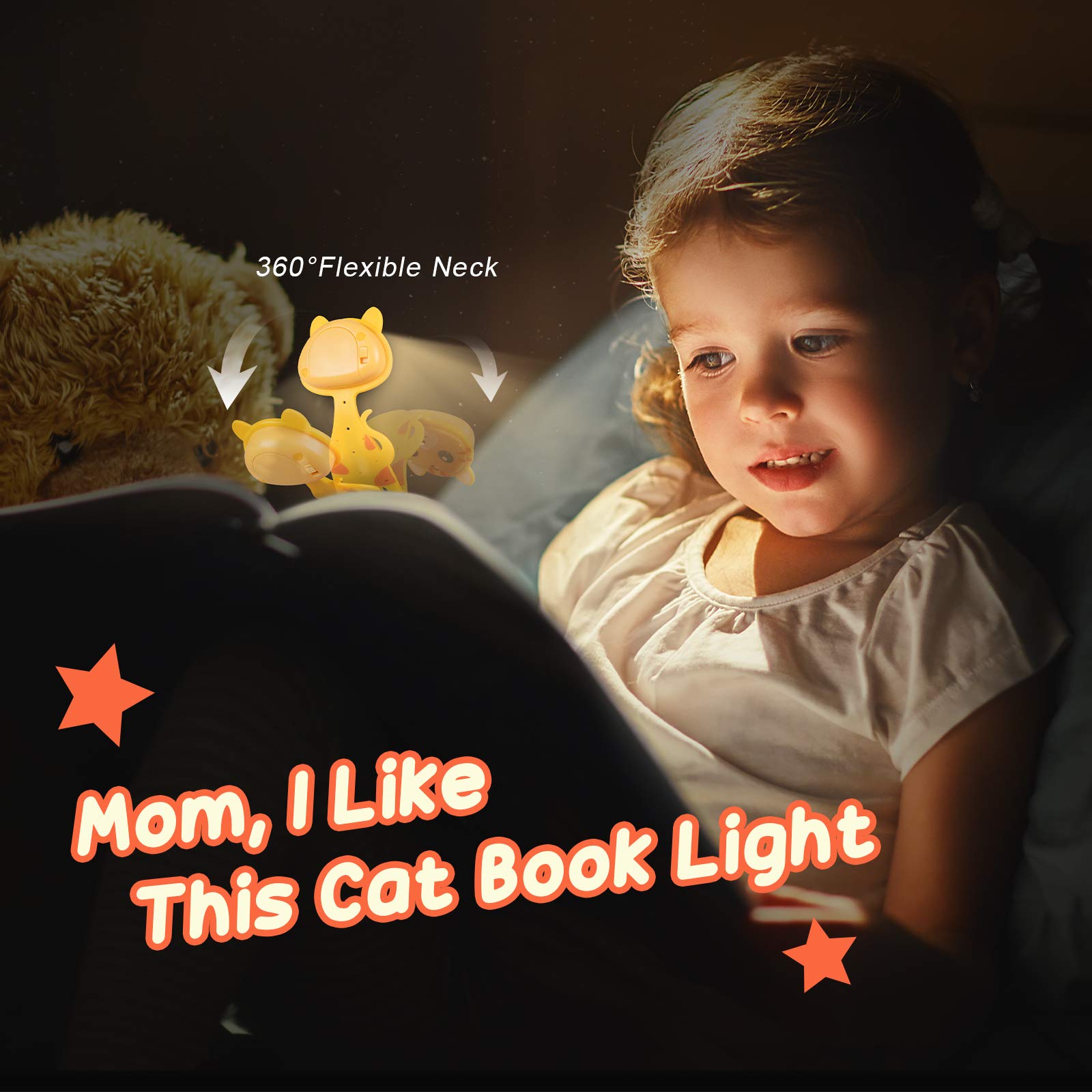 Eastpin Book Light For Kids Cute Stocking Stuffers For Girls Boys Cat Lovers 3-8 Years Old Son Daughter Christmas Birthday Prese