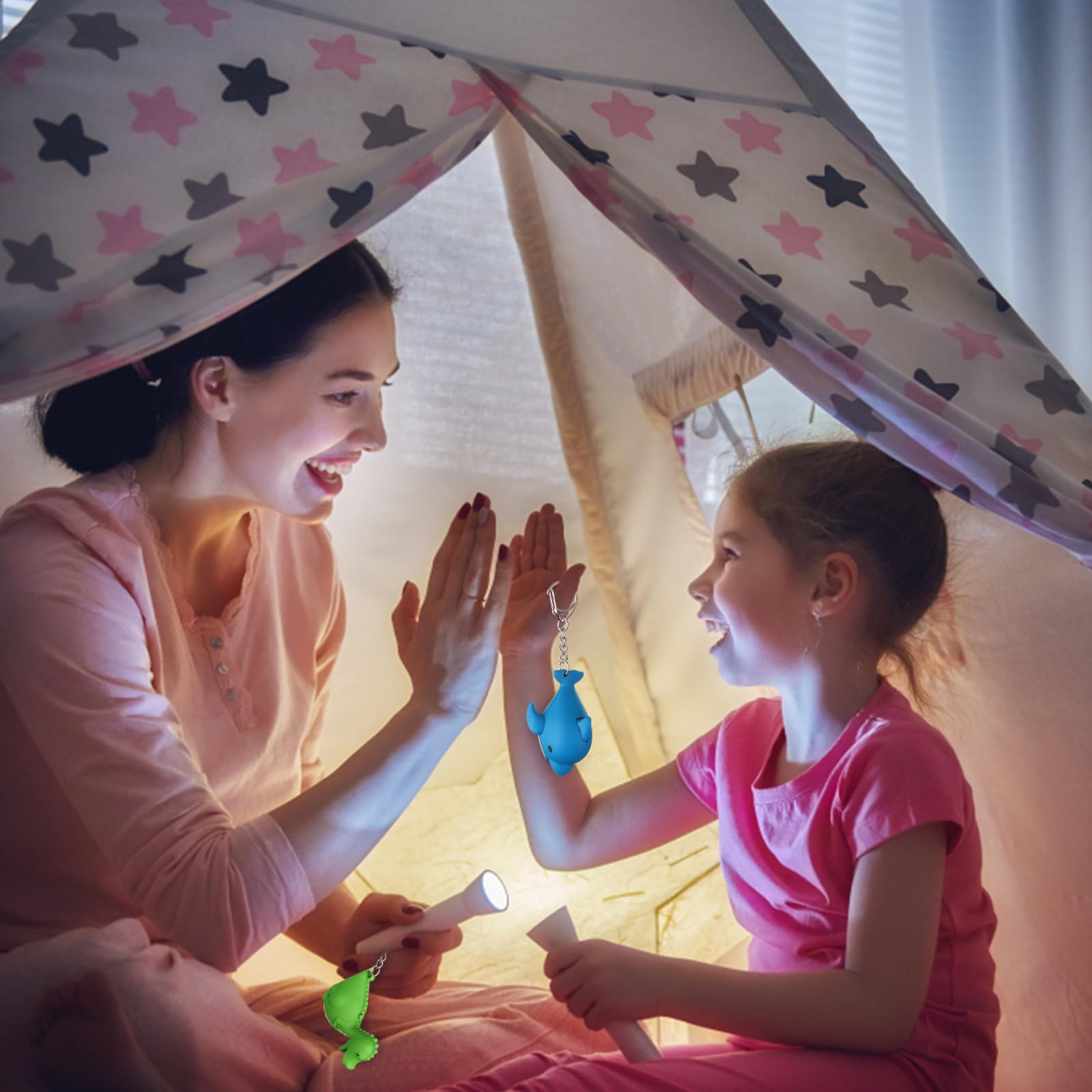 Oppaxf 9 Pcs Nurse Flashlight Pediatric Nurse Flashlight Keychain Animal Flashlight Keychain Dolphin Lion Flamingos Dinosaur Shark Rhino Octopus Duck Pig Nurse Flashlight For Badge Flashlight Keychain