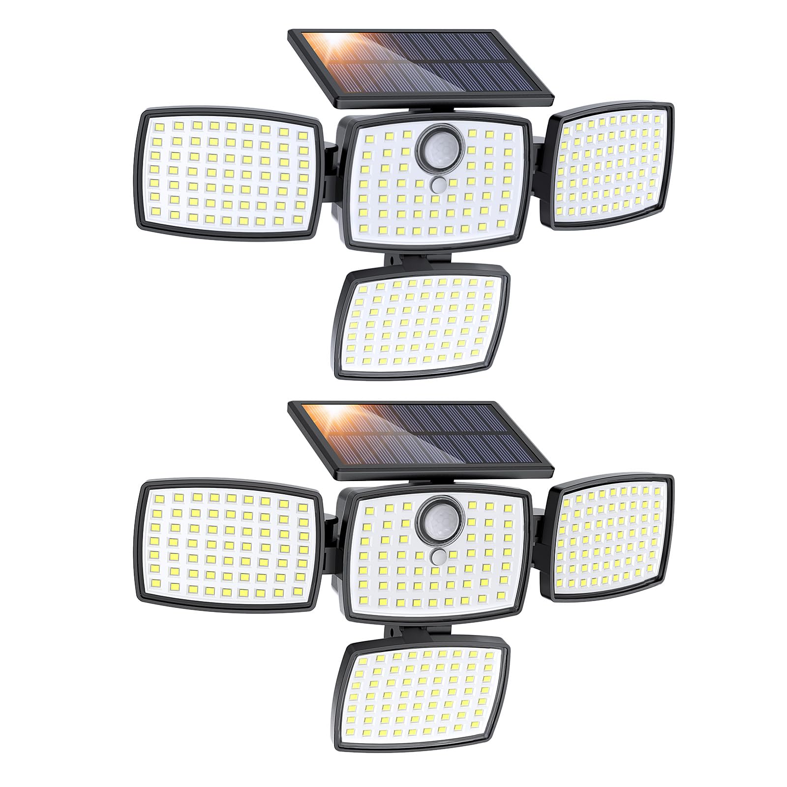 Onforu Solar Lights Outdoor 3000LM 4 Heads Motion Sensor Outdoor Lights, 3 Mode, Solar Security Wall Lights, IP65 Waterproof Flo