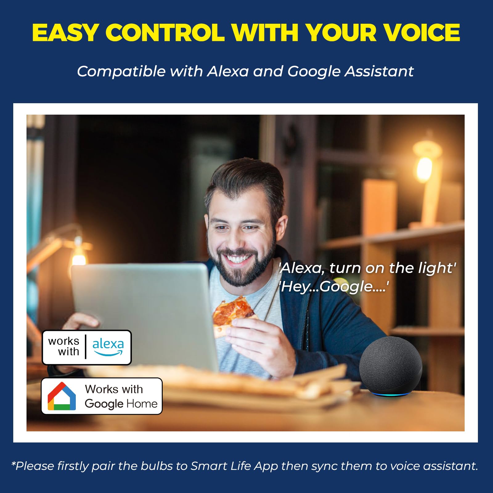 Lightinginside E12 Smart Light Bulbs 60W Equiv., Work with Alexa/Google Home/Smart Life, 500LM 6W RGBCW Candle Candelabra LED Li