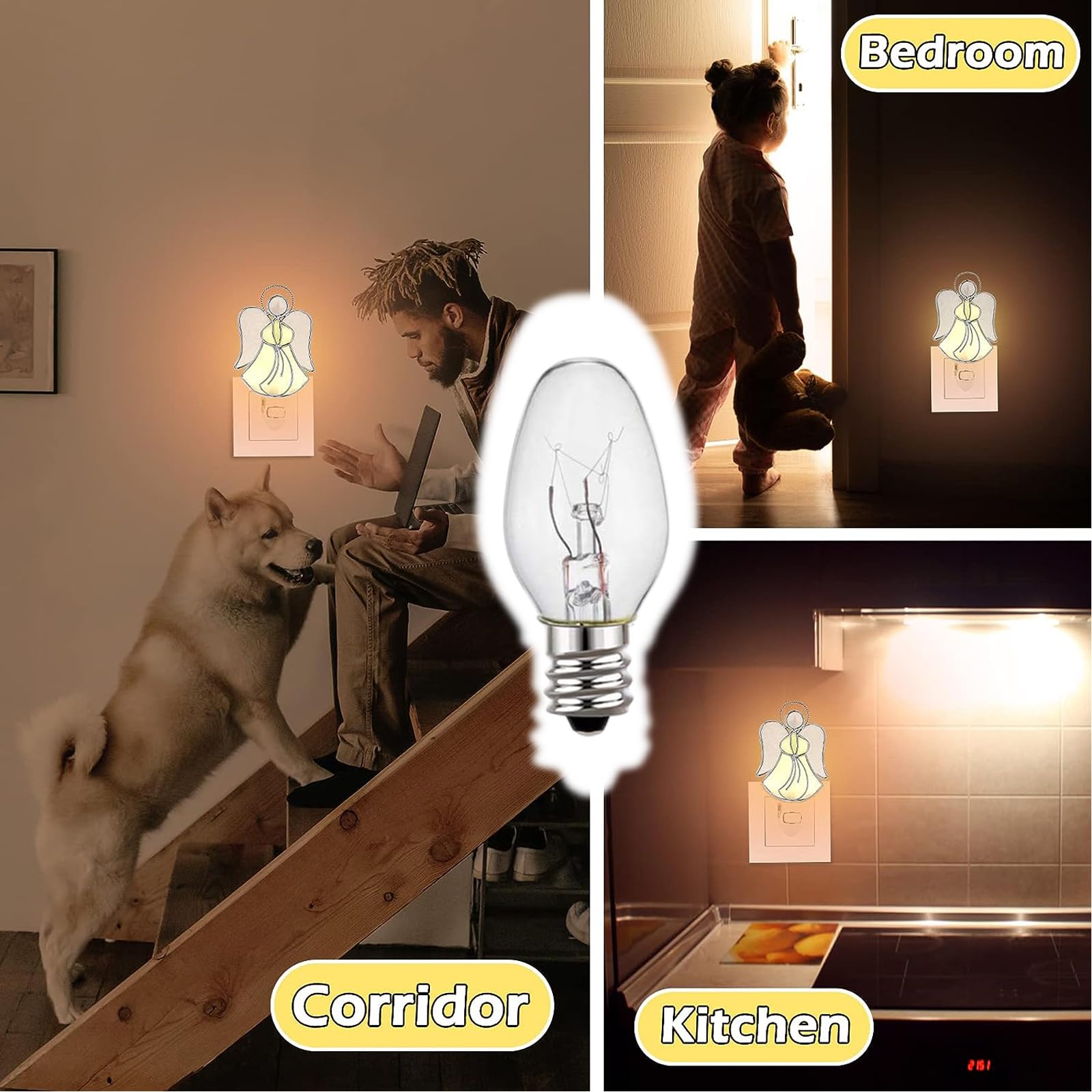 C7 Night Light Bulb 4 Watt,E12 Candelabra Base,15 Lumens,Small Light Bulb,Night Light Replacement Bulbs,Clear, Soft White - 12 Pack