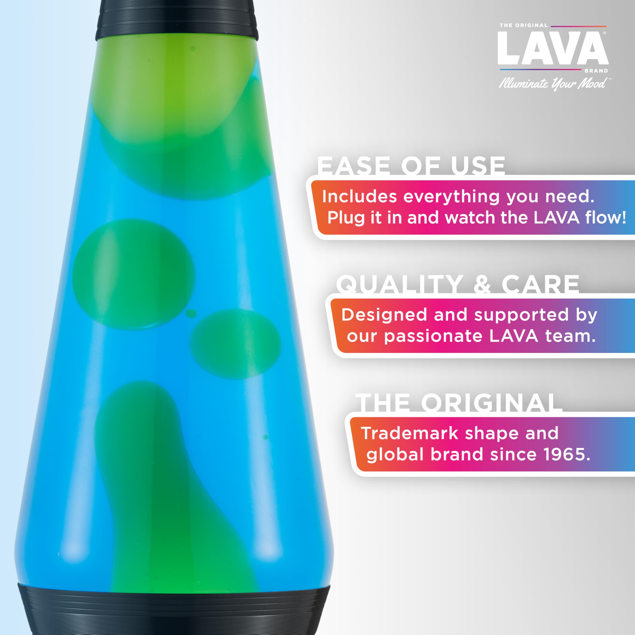 Lava Original Liquid Motion Lamp - 14.5" Vinyl Record Base - Yellow & Blue - Model #2020 - Amazon Exclusive