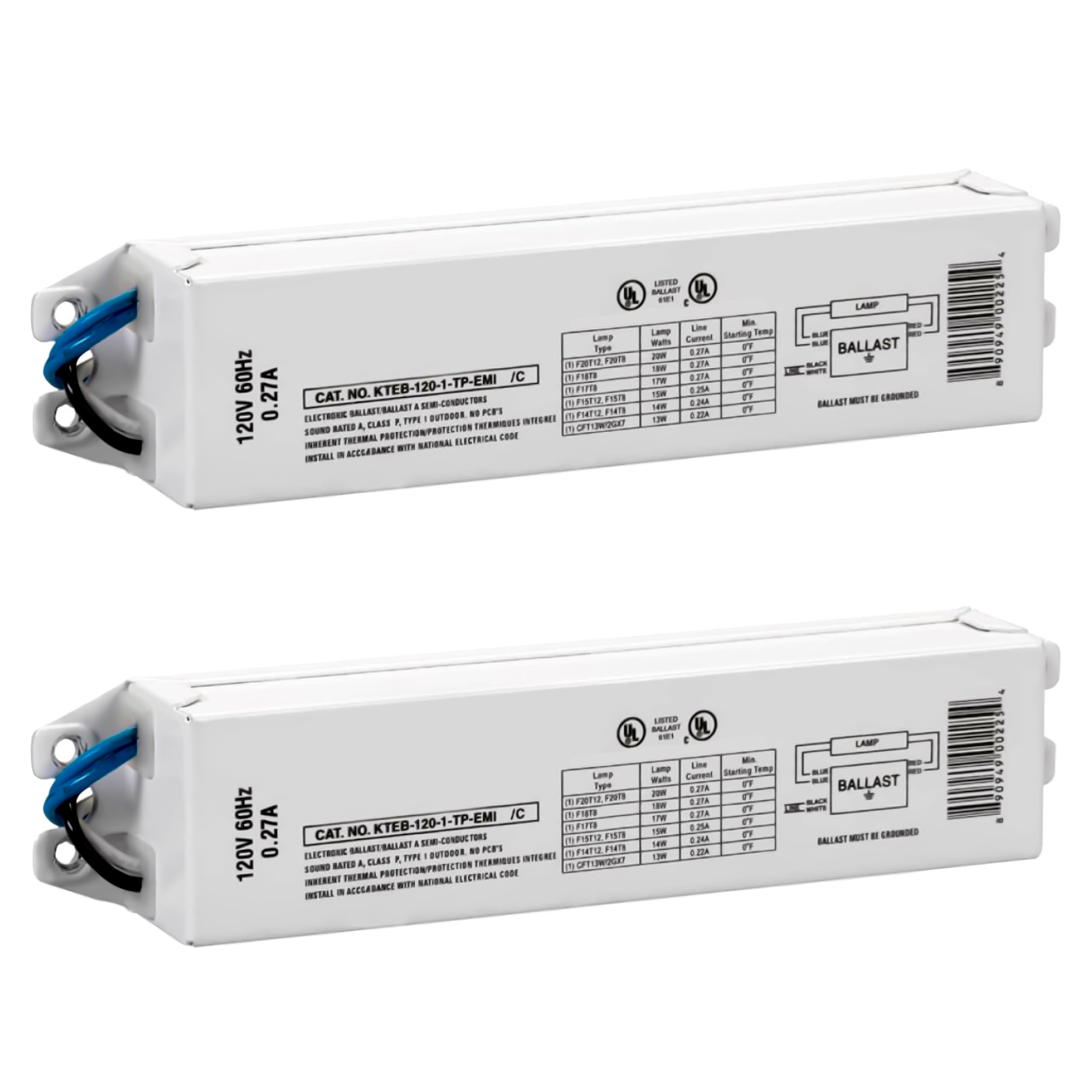 Replacement for Keystone KTEB-120-1-TP-EMI 1 Lamp T12 Electronic Fluorescent Ballast | 120V Input with Instant Start Operation |
