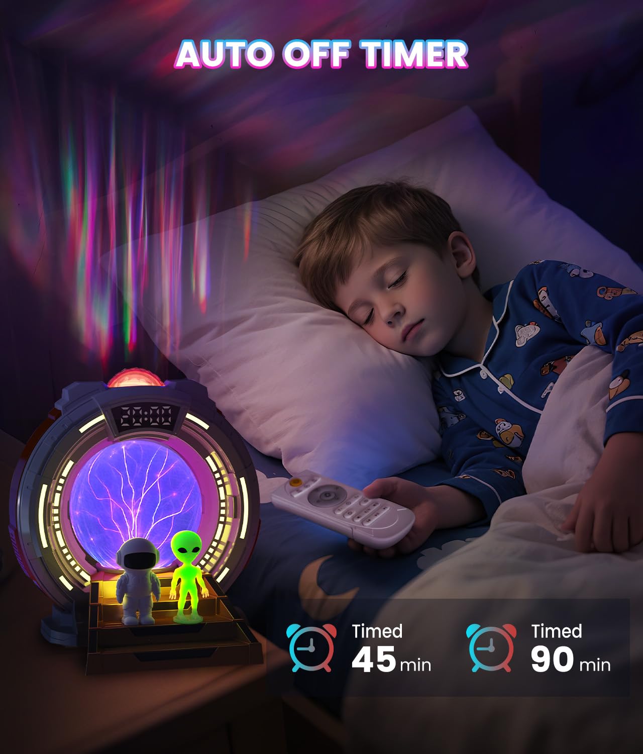 Northern Galaxy Light Projector with Plasma Ball,Remote Control LED Night Light Aurora Portal Projector with Bluetooth Speaker,