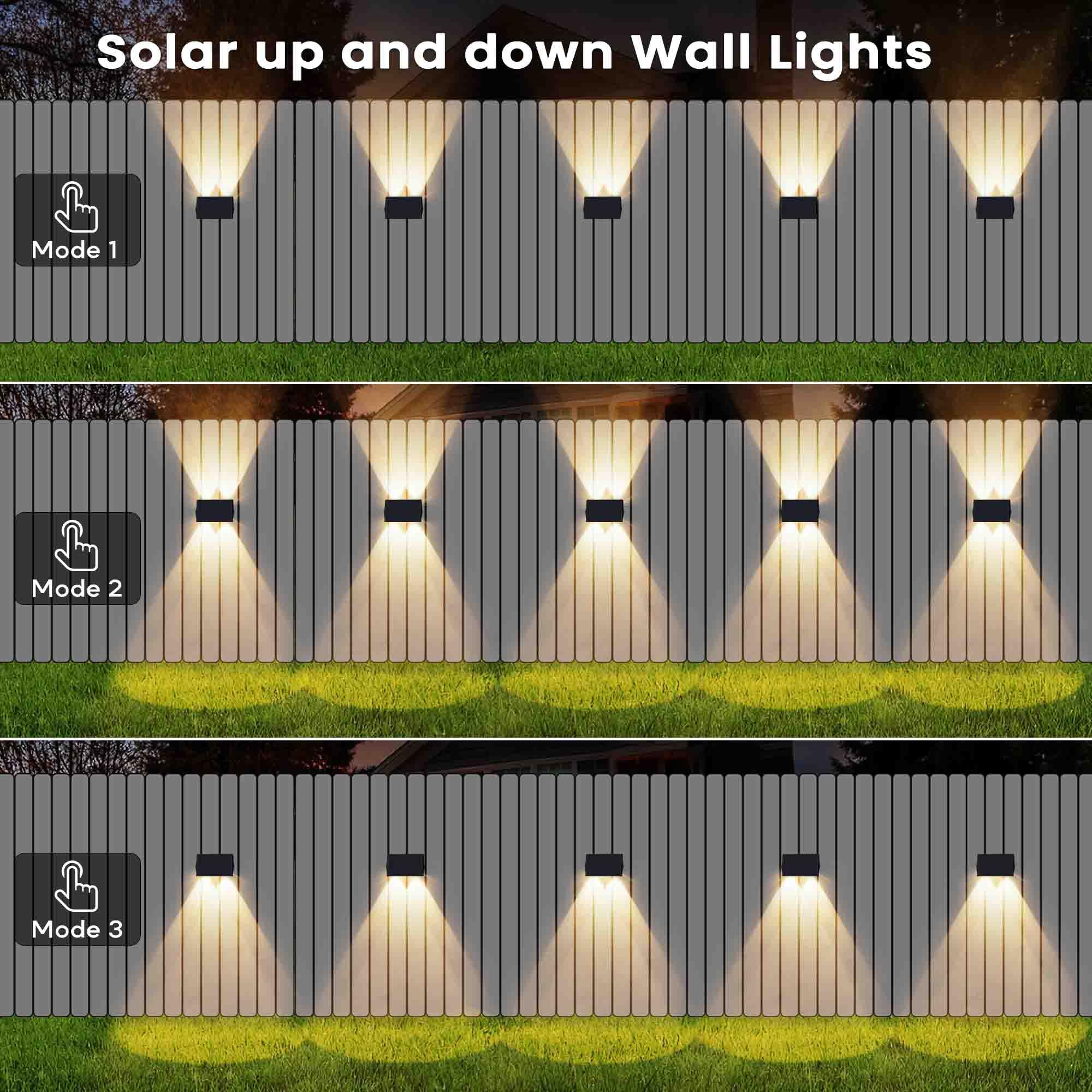 IIRARA Solar Fence Lights, 6-Pack, IP67 Waterproof, 100LM Bright, Warm White, Model SWL02
