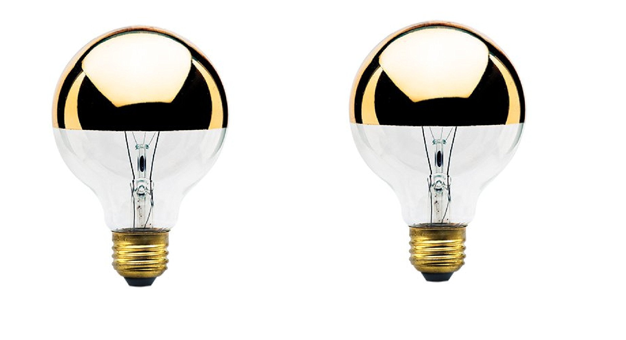 Bulbrite 40-Watt G25 Globe Light Bulb, Half Gold, Medium Base, 2 Count (Pack of 1)