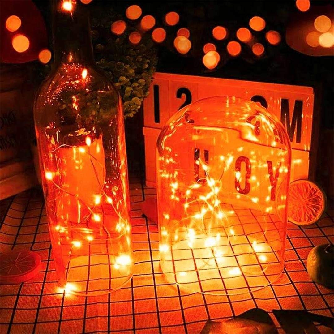 yongzhenlite 4 Pack Battery Operated LED Fairy Lights with Timer, 10 Feet, 30 Count LEDs, Orange