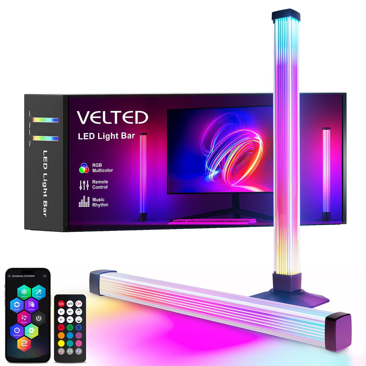 Window Light Bar Crystal RGB Light Bar, Music Sync RGB IC LED Lights Bars, USB Powered ...