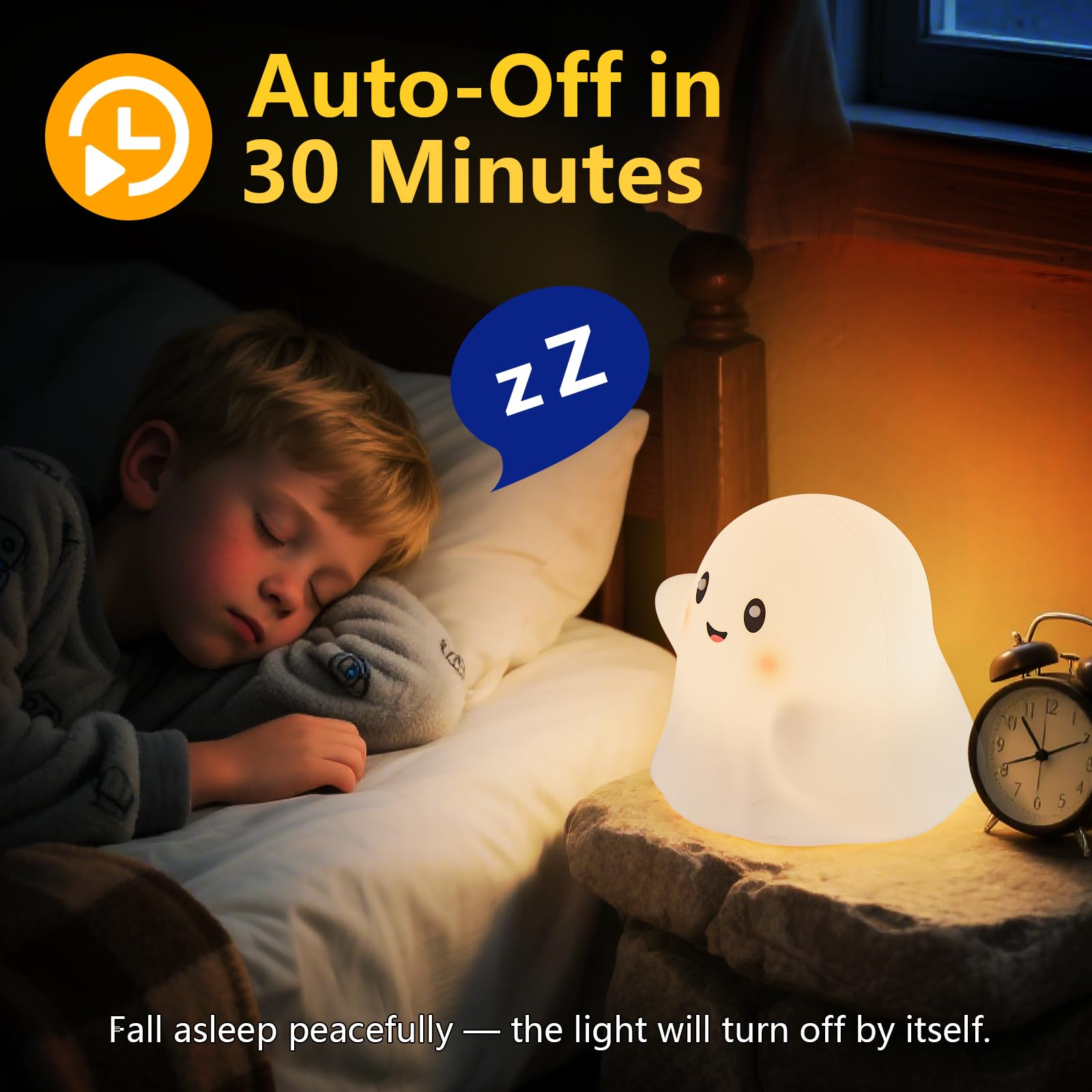 Nextang Ghost Night Light For Kids - Gift & Fun Toy For Kids  Touch Tap Lamp With Sounds  Squishy Silicone  Eye-Safe Led  30-Min Timer  Dimmable Rechargeable Bedside Table Lamp - Gift For Boys & Girls
