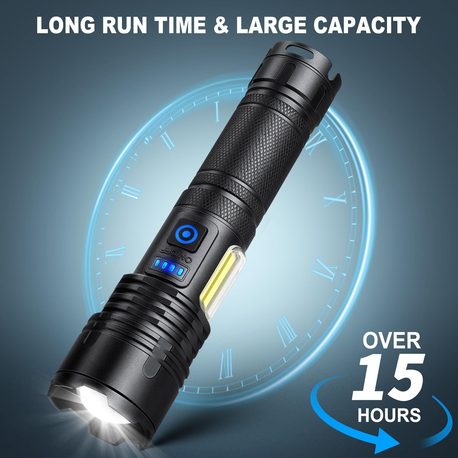Cinlinso Rechargeable Led Flashlights High Lumens 2 Pack, 990000 Lumen Super Bright Flashlight, 7 Modes With Cob Work Light, Ipx