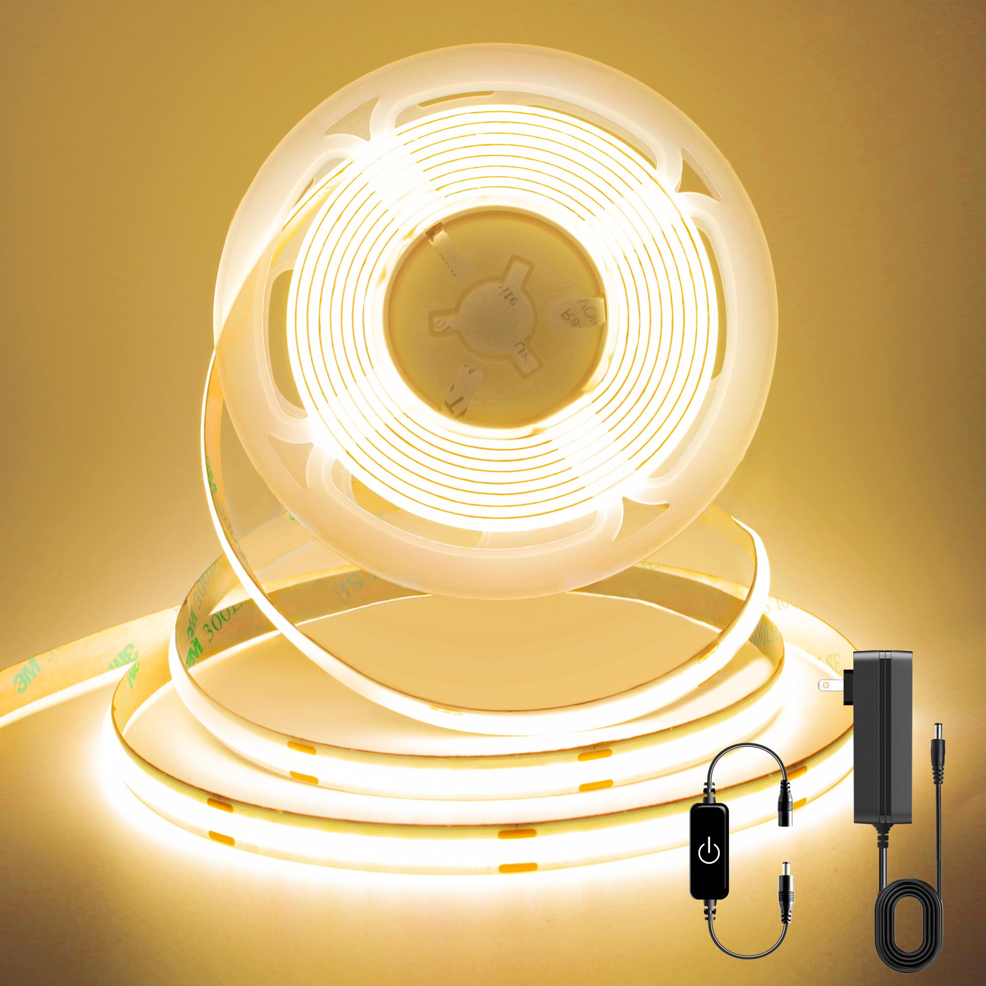 Pandery COB LED Strip,LED Strip Lights 3M/9.84ft,Touch Dimmable LED Strips,CRI90+,2700K Warm White cob led,960LEDs,24V LED Tape Lights,Indoor for Bedroom, Kitchen, TV, Mirror,Cabinet