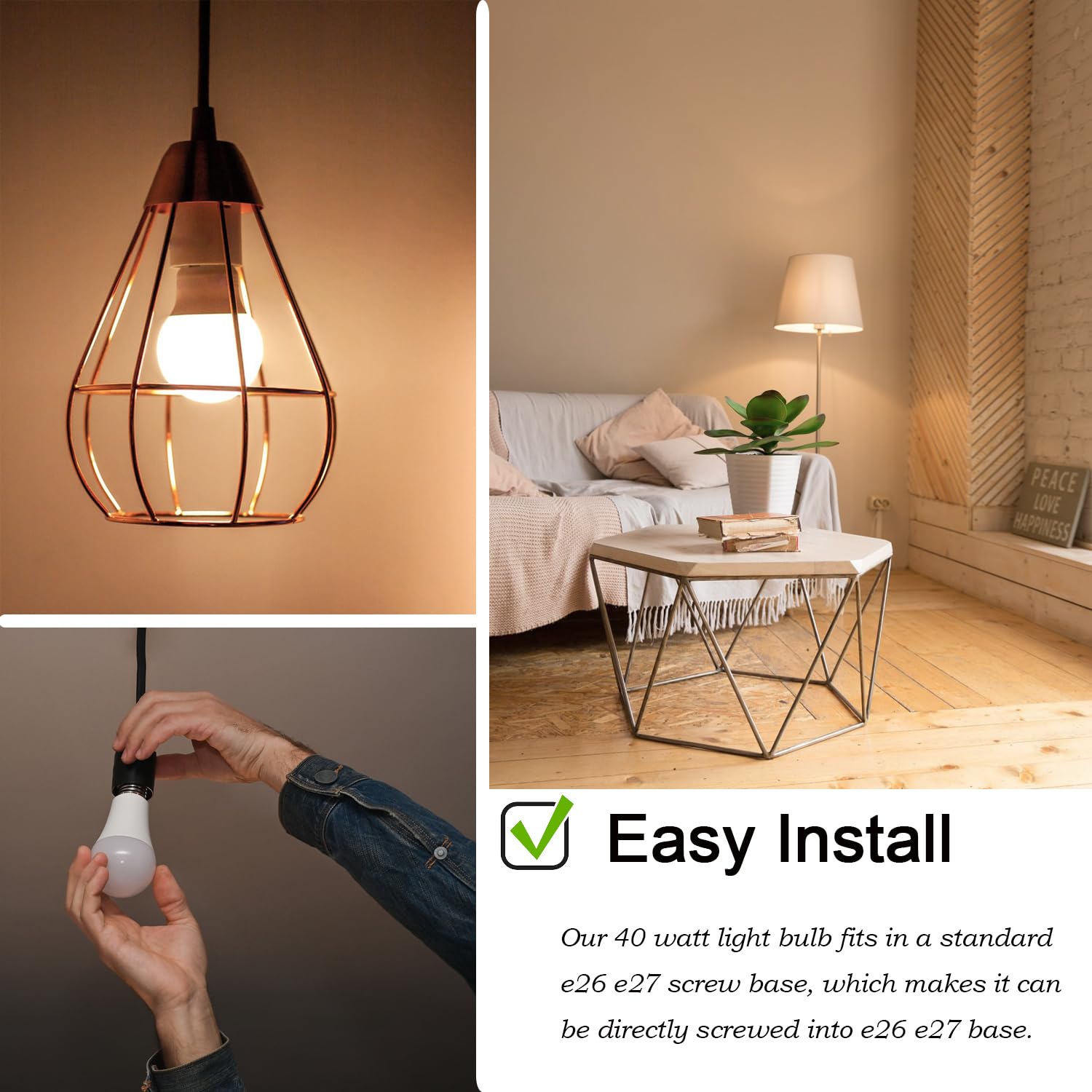 Hanbaak E26 Led Bulb, 40W Equivalent Light Bulb, 6W Medium Base Bulb, Non-Dimmable, Soft White 2700K, 4 Packs