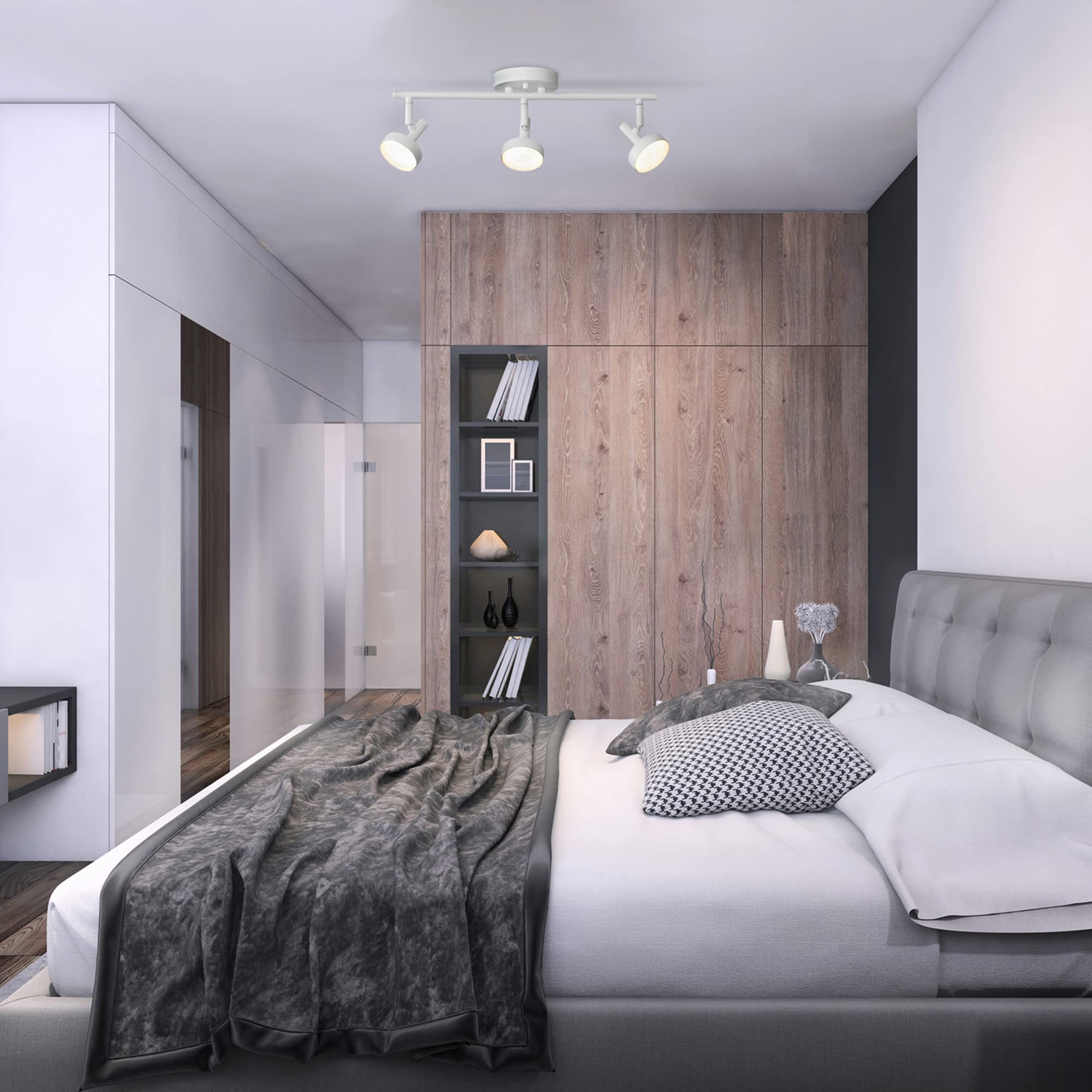 Globe Electric 64000008 19&quot; 3-Light 22.5W Led Integrated Track Lighting Kit, Matte White, Dimmable, Pivoting Track Heads, Frosted Diffuser, 1200 Lumens, 2700 Kelvin, 90 Cri, Home Improvement