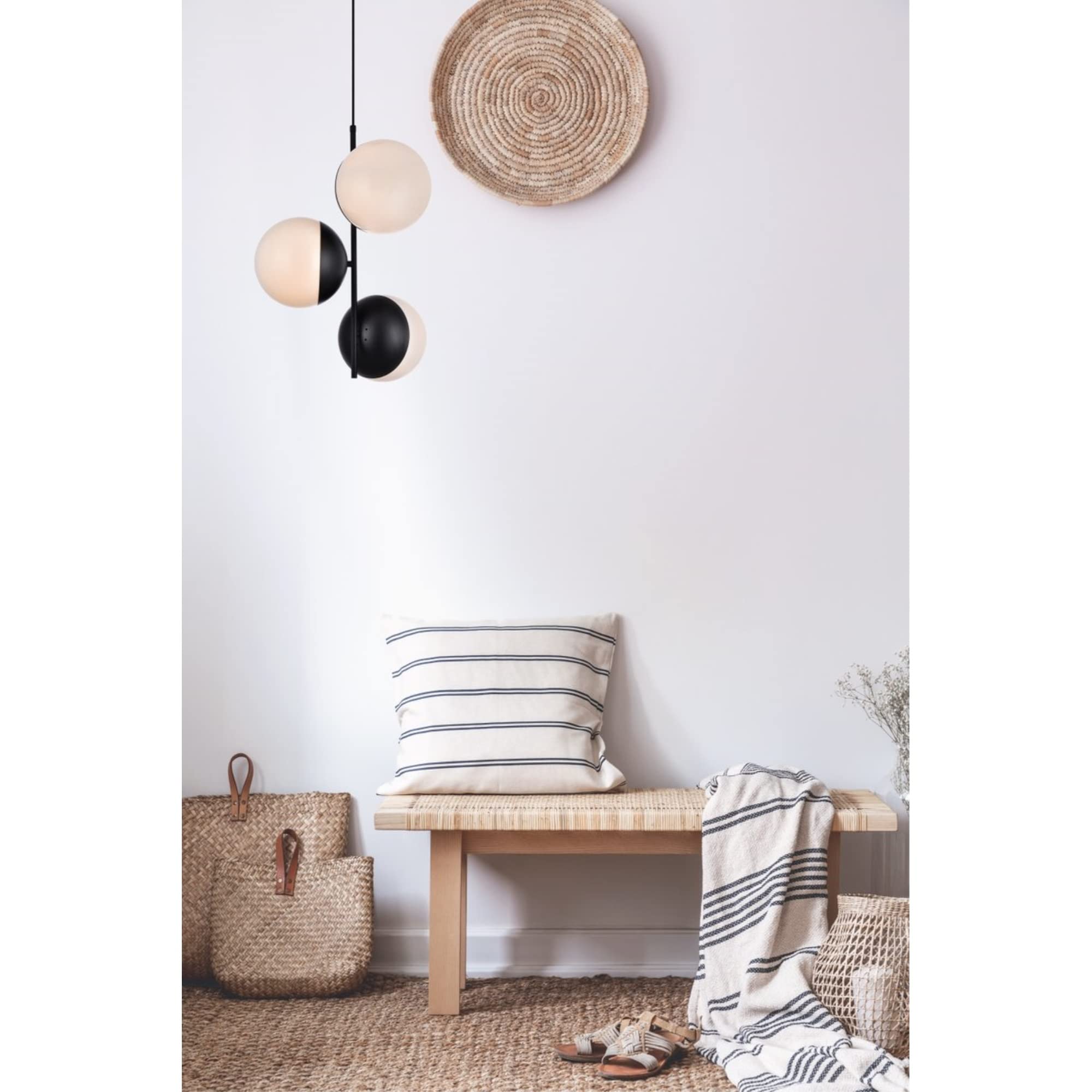 Living District Eclipse 3 Lights Black Pendant With Frosted White Glass