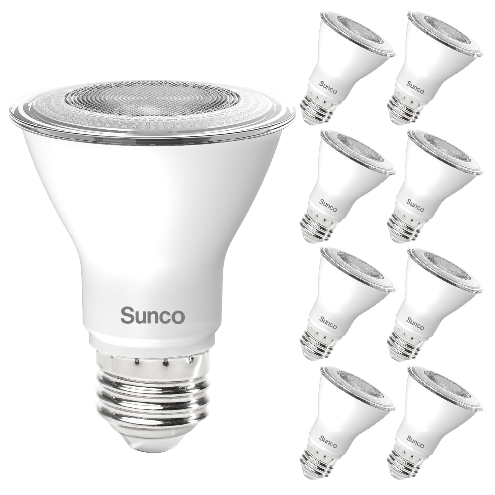 Sunco 8 Pack PAR20 LED Bulbs, Flood Light Bulb Outdoor, 500 LM, 7W (50W Equivalent), 3000K Warm White, E26 Medium Base, Dimmable