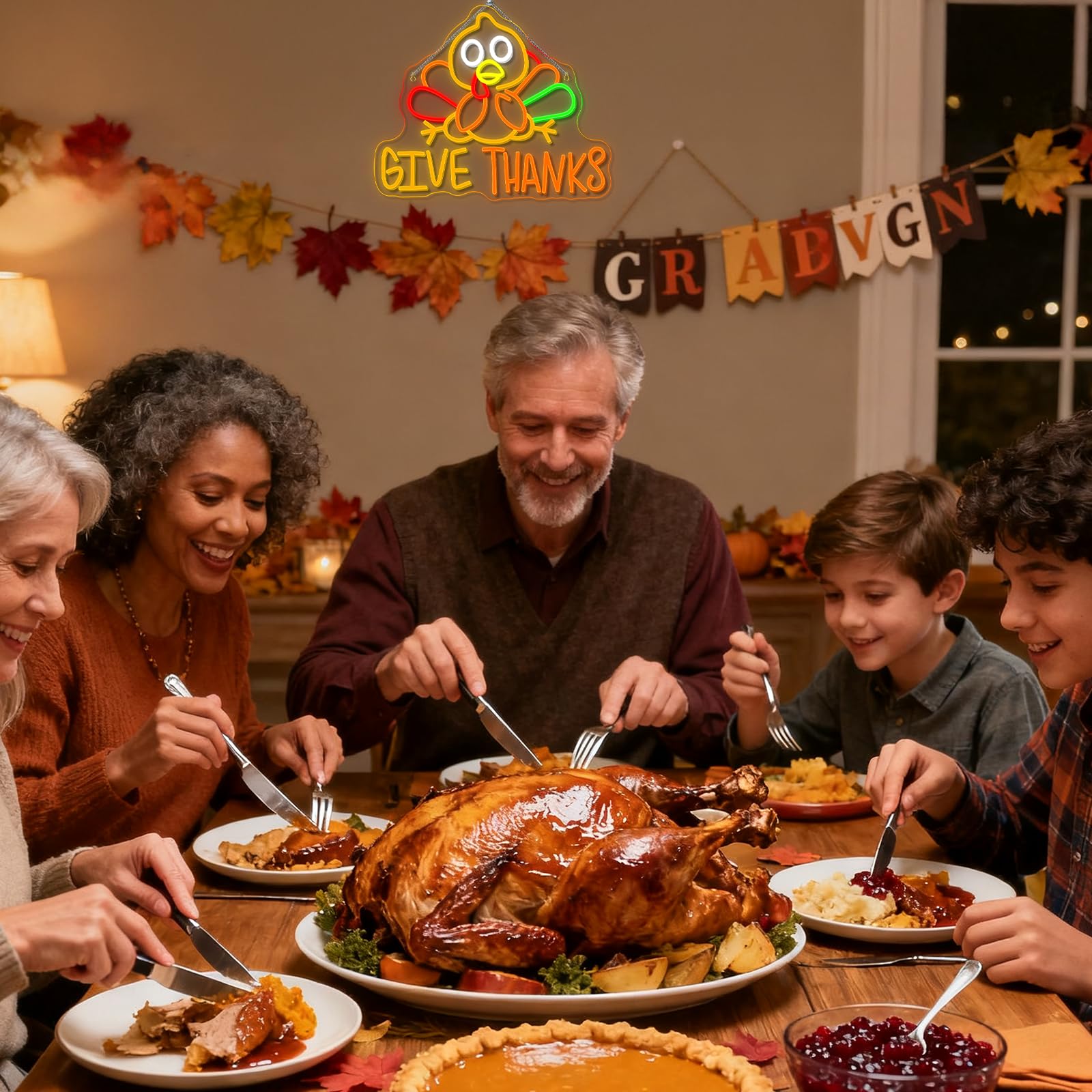 Dreamfort Thanksgiving Turkey Neon Sign Festive Led Wall Decor For Holiday Dining  Autumn Parties & Fall Home Decor  Usb-Powered With Adjustable Brightness  Seasonal Turkey Design