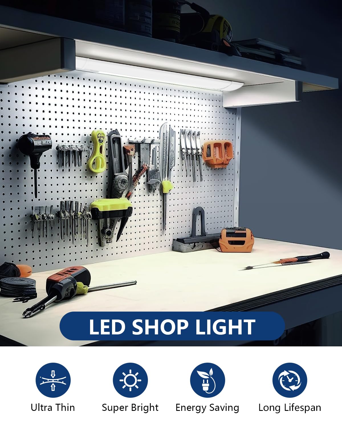 Sararoom 1FT LED Shop Light Fixture, 10W, 1200lm, Cold White, Aluminum, Model: Neon LED, No Plug, 30cm for Office/Home/Bas