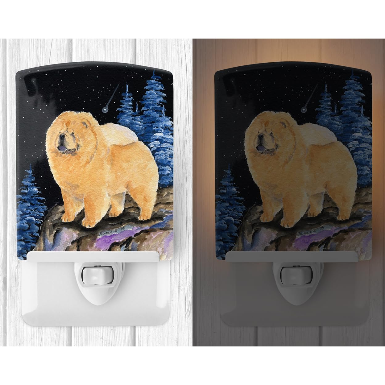 Carolines Treasures Ceramic Night Light, Starry Night Chow Chow, 6x4x3 inches, UL-Certified, Multicolor, Model SS8454CNL