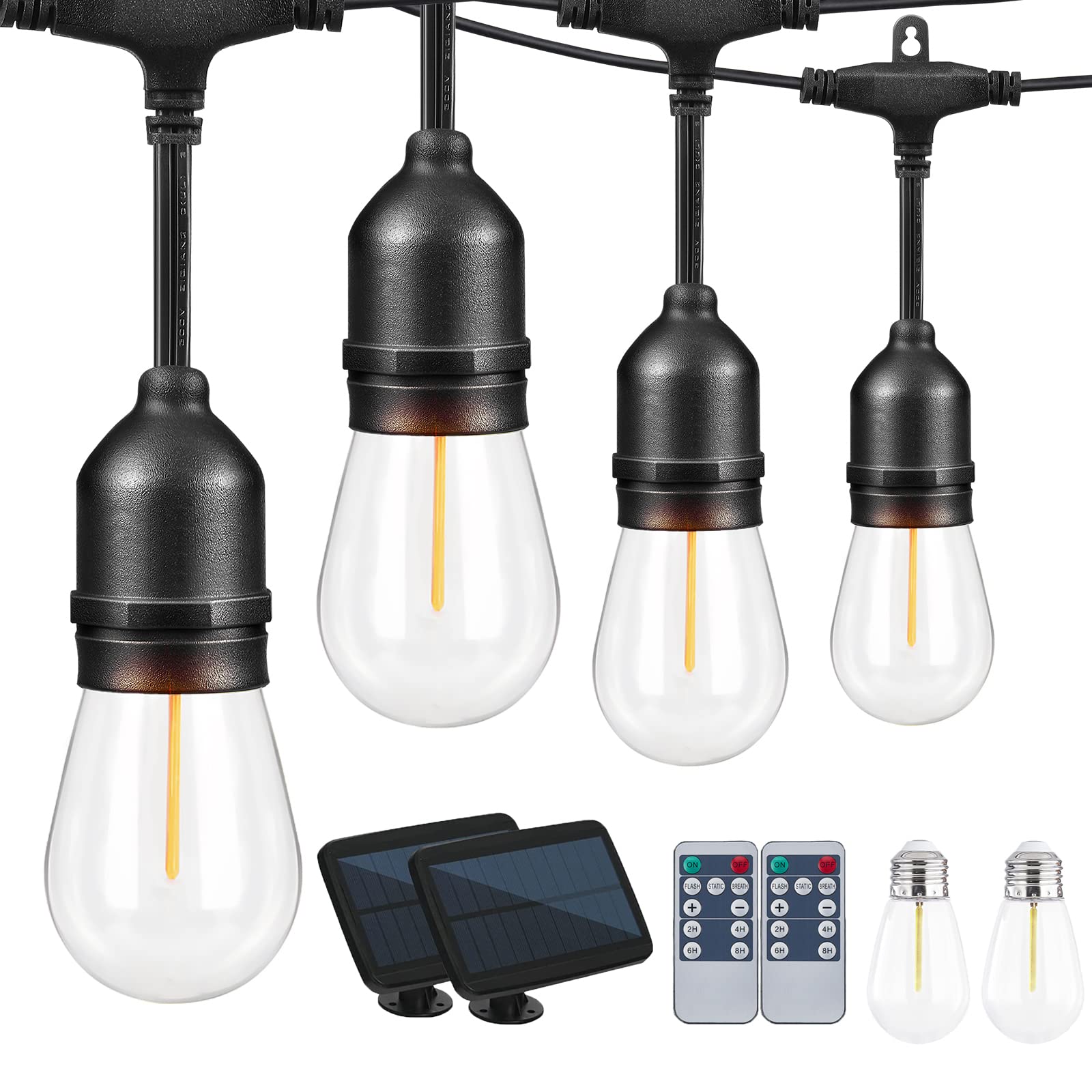 IPStank Solar String Lights Remote Control  100FT Dimmable Outdoor String Lights  32 Shatterproof Solar Patio Lights  Ambience On Your Garden Backyard