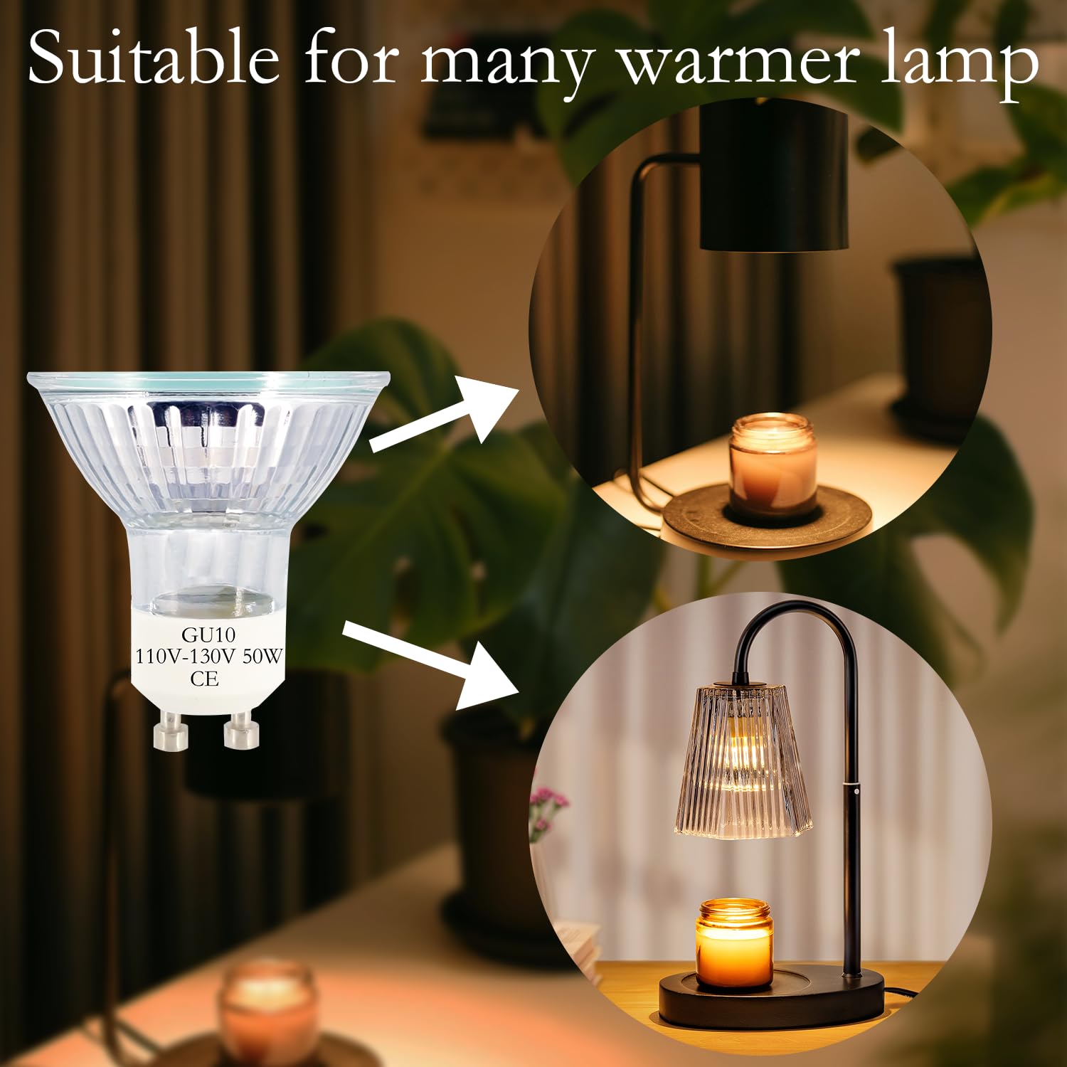 Gu10 Halogen Bulbs Wax Warmer Bulbs, Candle Warmer Bulb, Halogen Light Bulbs, 110-130V 50W Bulb Gu10 Mr16 2800K Warm White 2-Pac