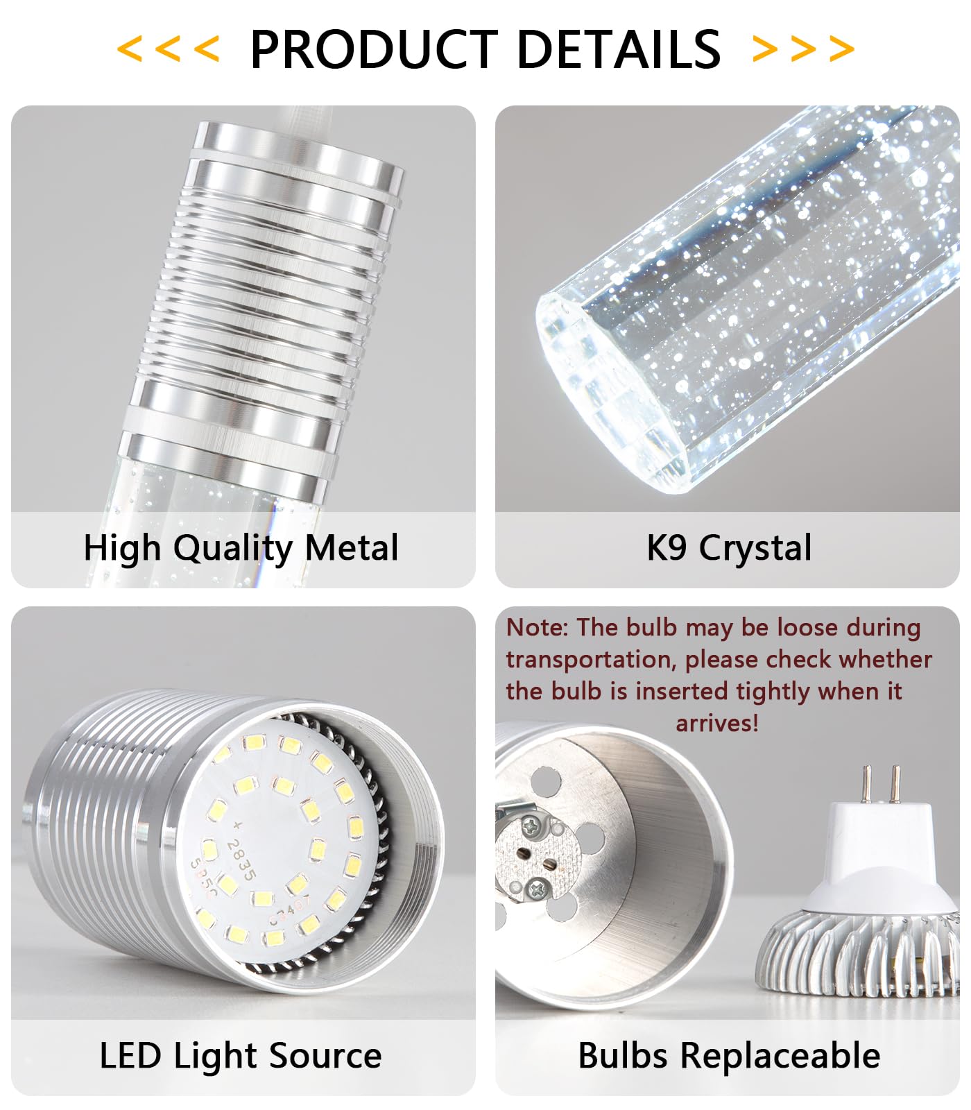 Dolria 3-Lights Pendants Light For Kitchen Island Chandeliers Dining Room Pendant Lighting Fixture Bubble Crystal Ceiling Hanging Lights Bedroom Island Kitchen 6000K White Light Fixtures Chrome